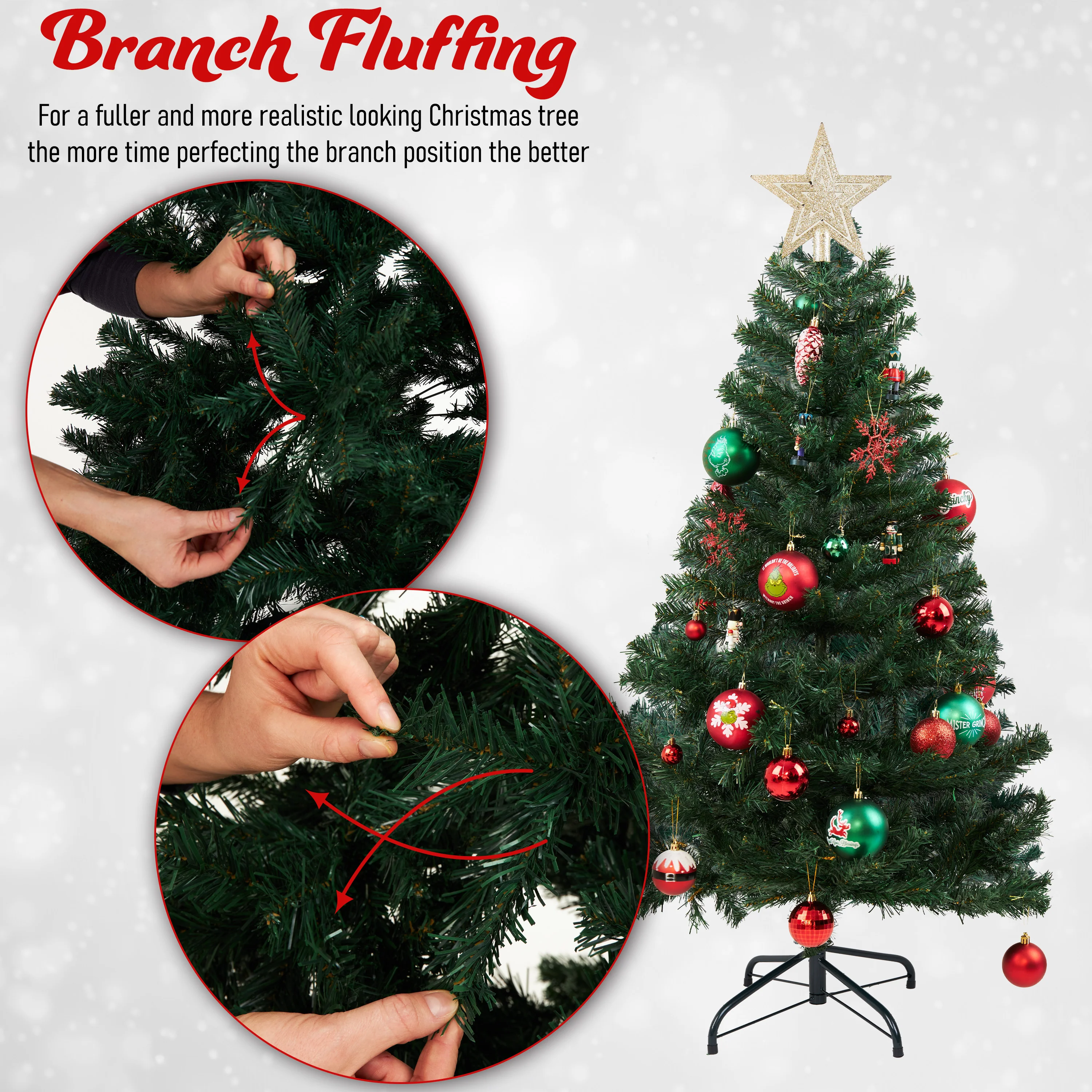 DECO EXPRESS Christmas Tree with Metal Stand Artificial Tree (Green 3.9ft) - Image 3