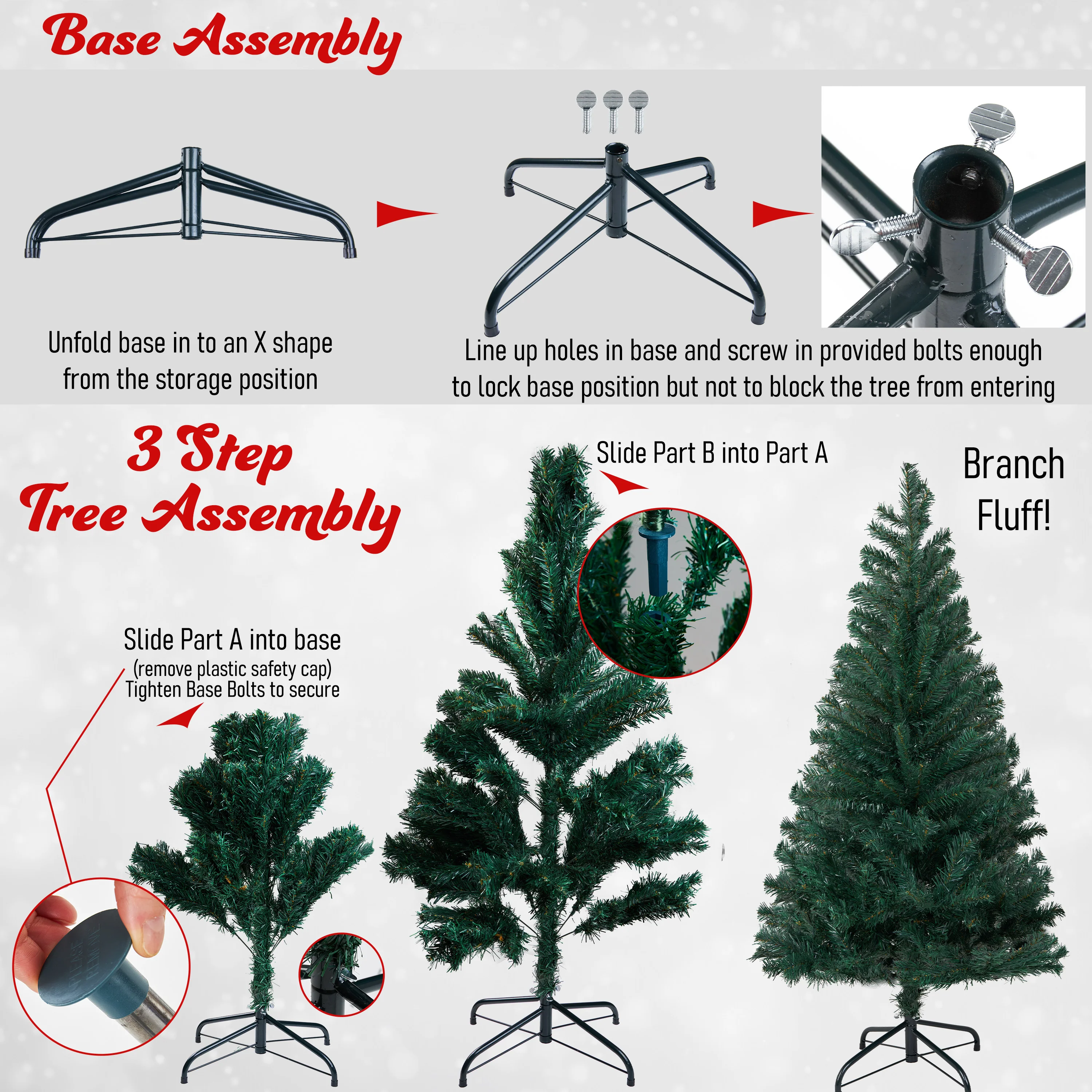 DECO EXPRESS Christmas Tree with Metal Stand Artificial Tree (Green 3.9ft) - Image 4