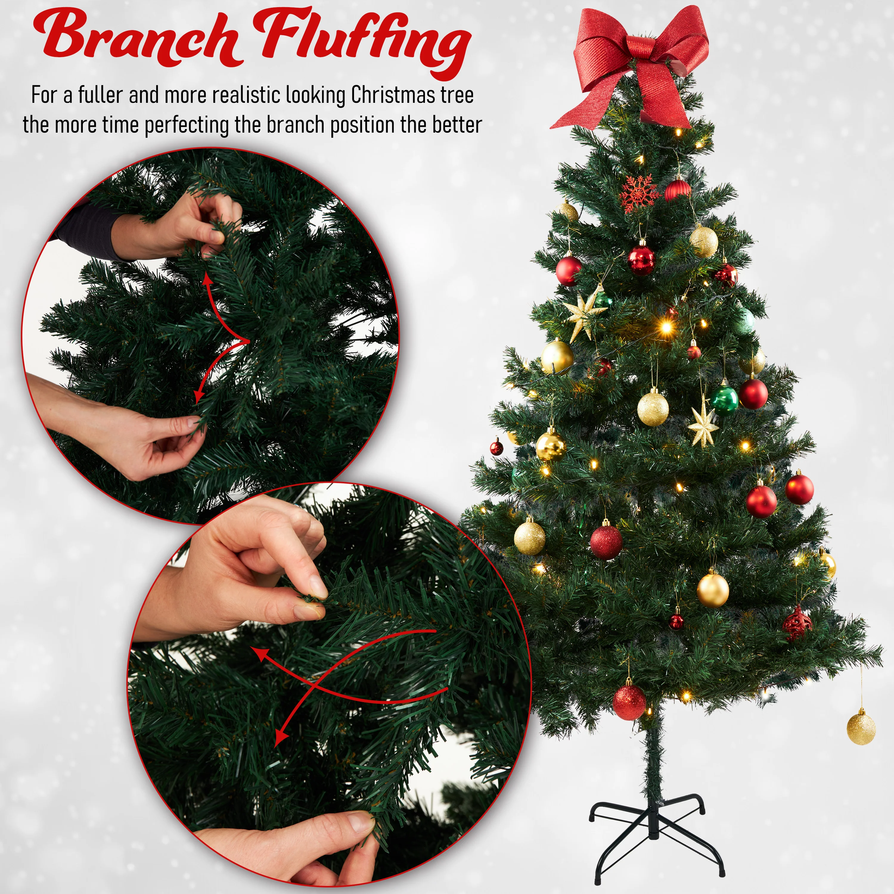 DECO EXPRESS Christmas Tree with Metal Stand Artificial Tree (Green 4.9ft) - Image 3