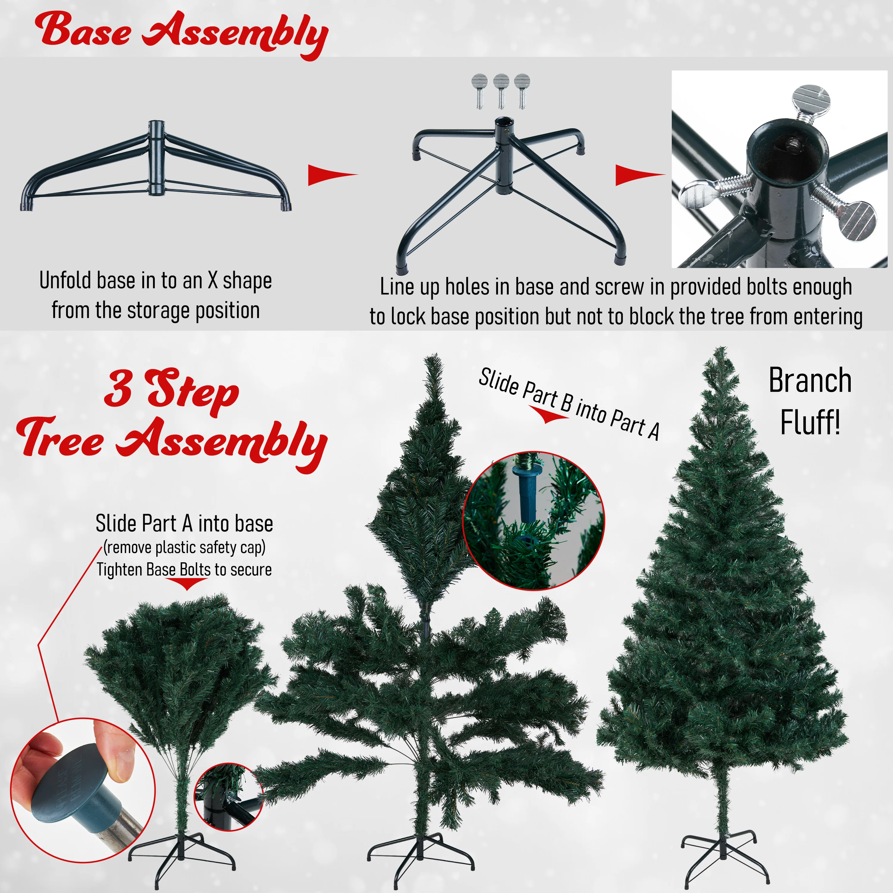 DECO EXPRESS Christmas Tree with Metal Stand Artificial Tree (Green 4.9ft) - Image 4