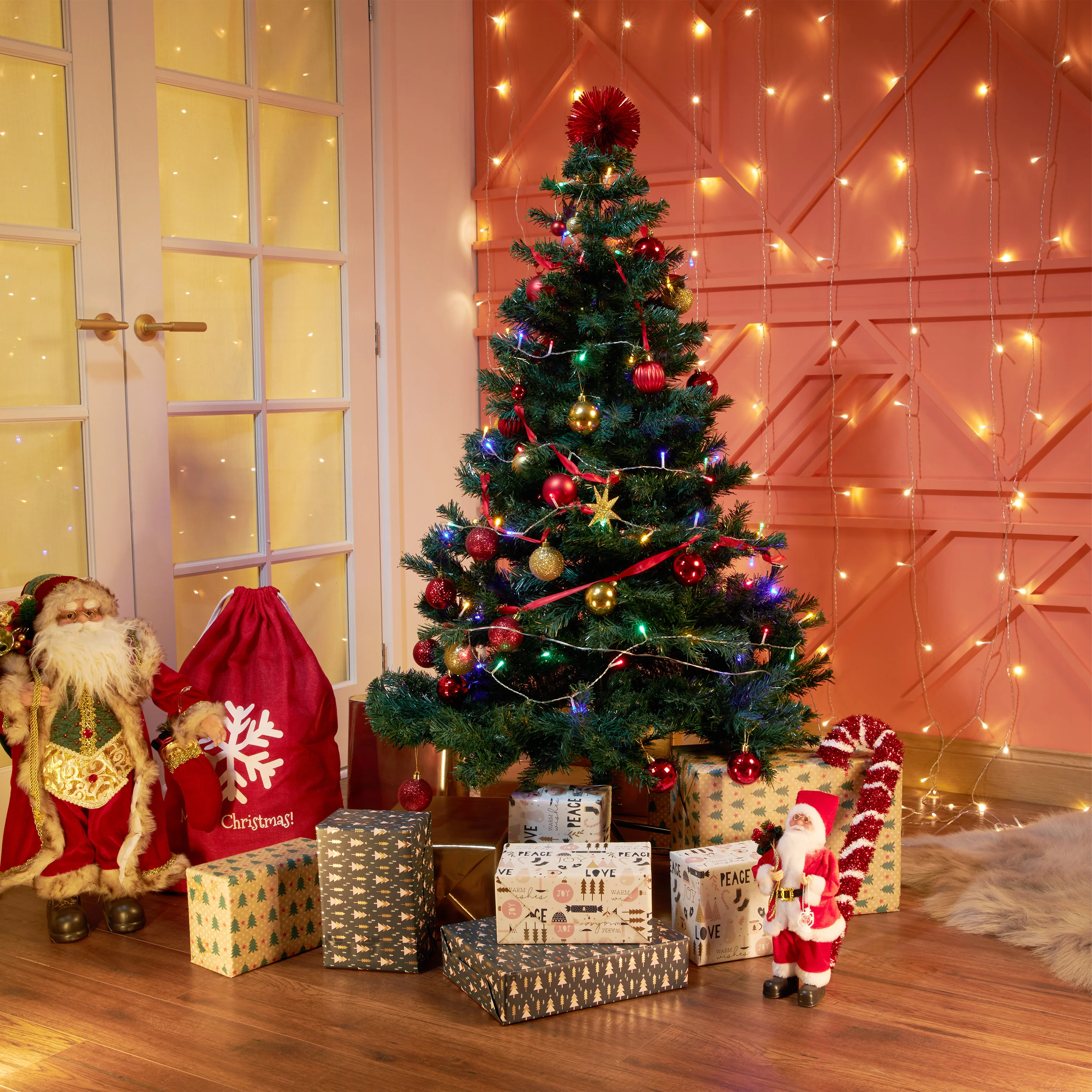 DECO EXPRESS Christmas Tree with Metal Stand Artificial Tree (Green 4.9ft) - Image 5