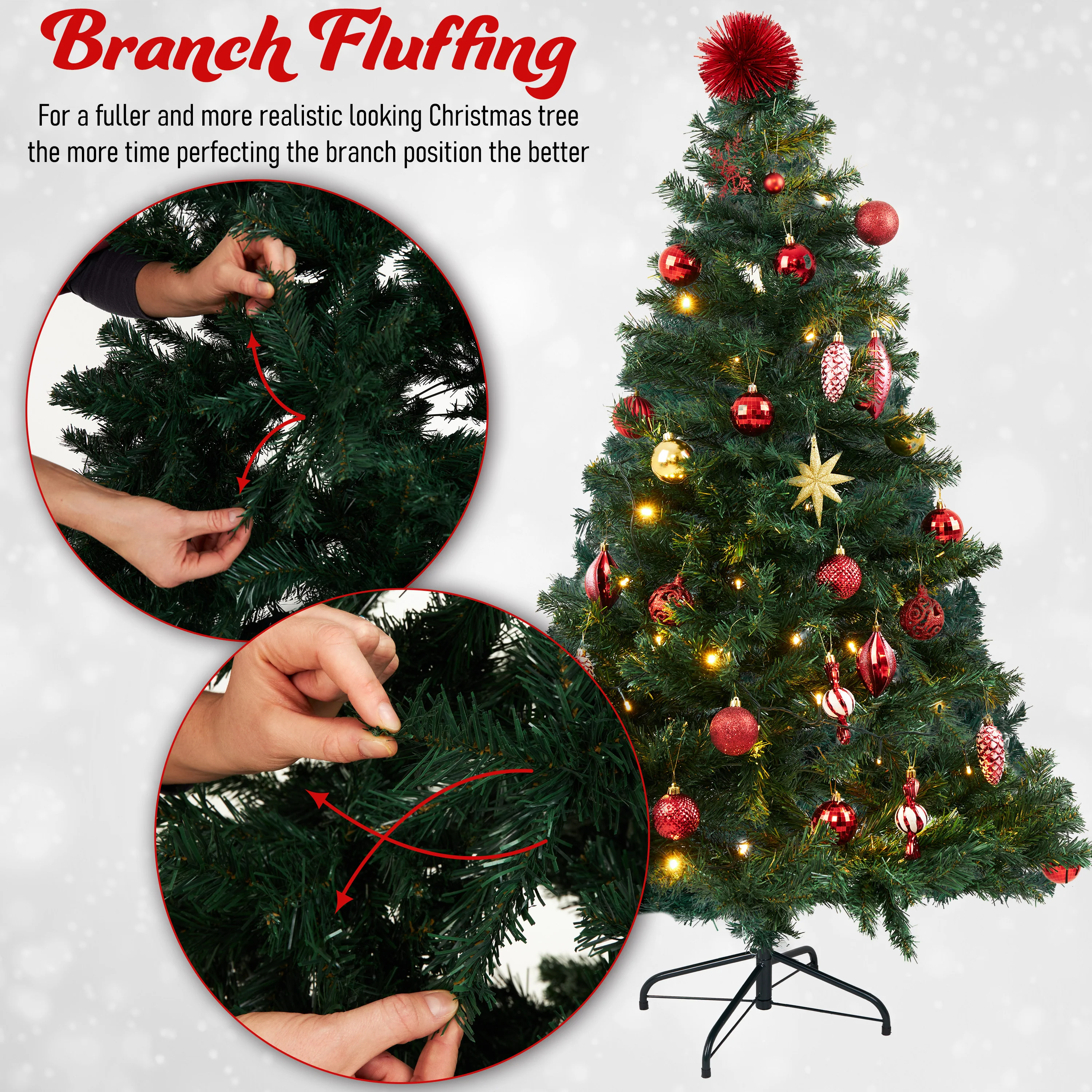 DECO EXPRESS Christmas Tree with Metal Stand Artificial Tree&nbsp;&nbsp; (Green 5.9ft) - Image 3