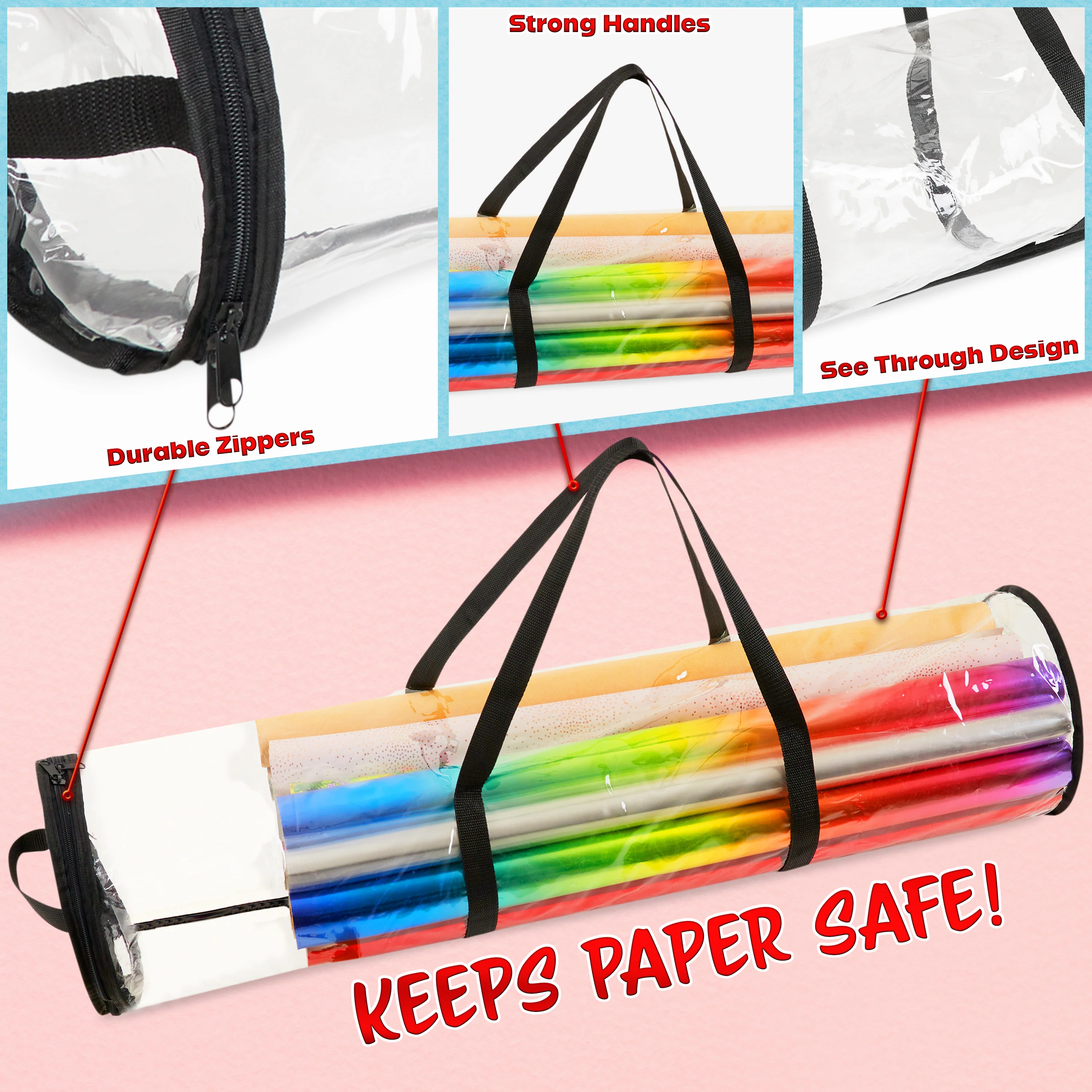 DECO EXPRESS Christmas Wrapping Paper Storage Bag - Clear 100 cm - Image 3