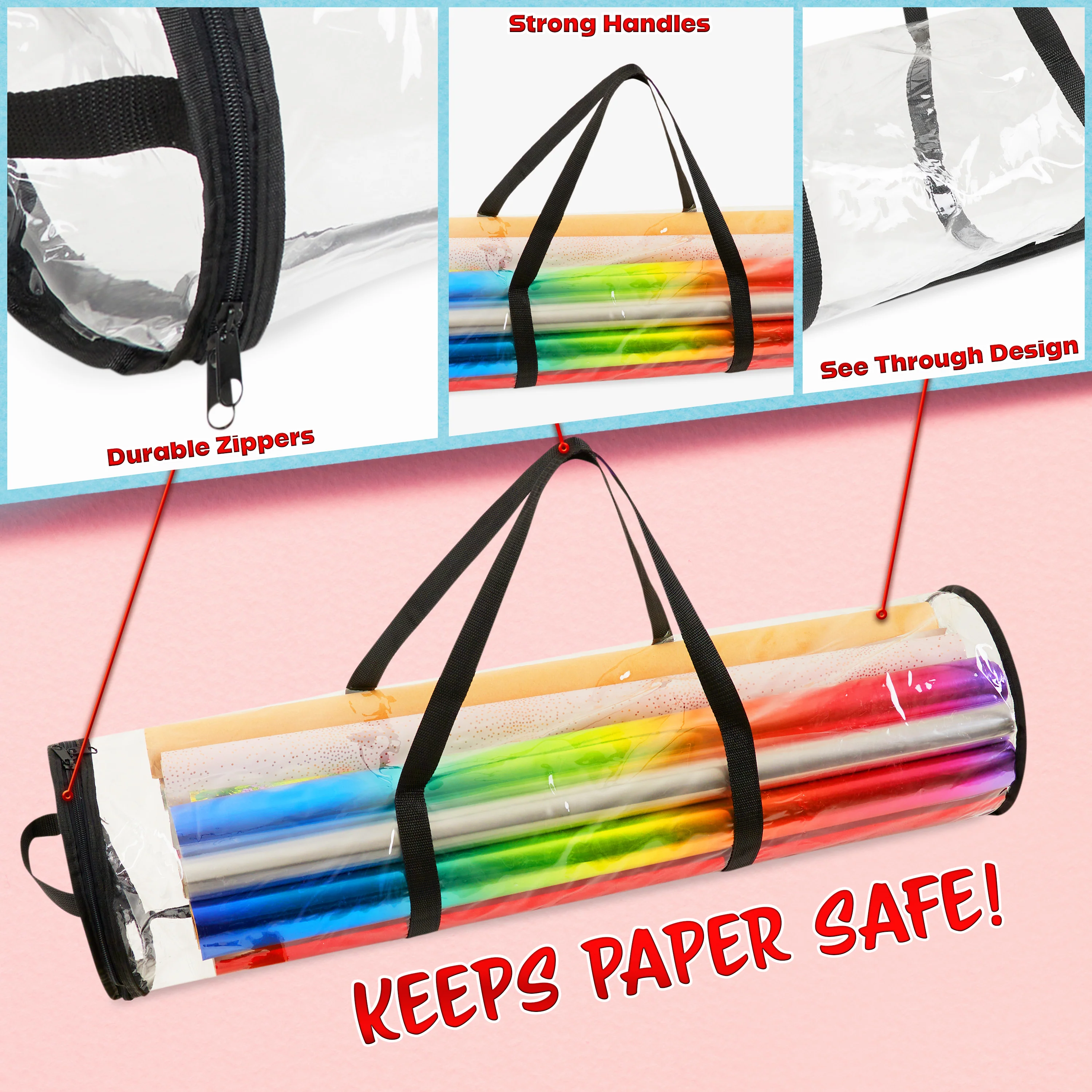 DECO EXPRESS Christmas Wrapping Paper Storage Bag - Clear 79 cm - Image 3