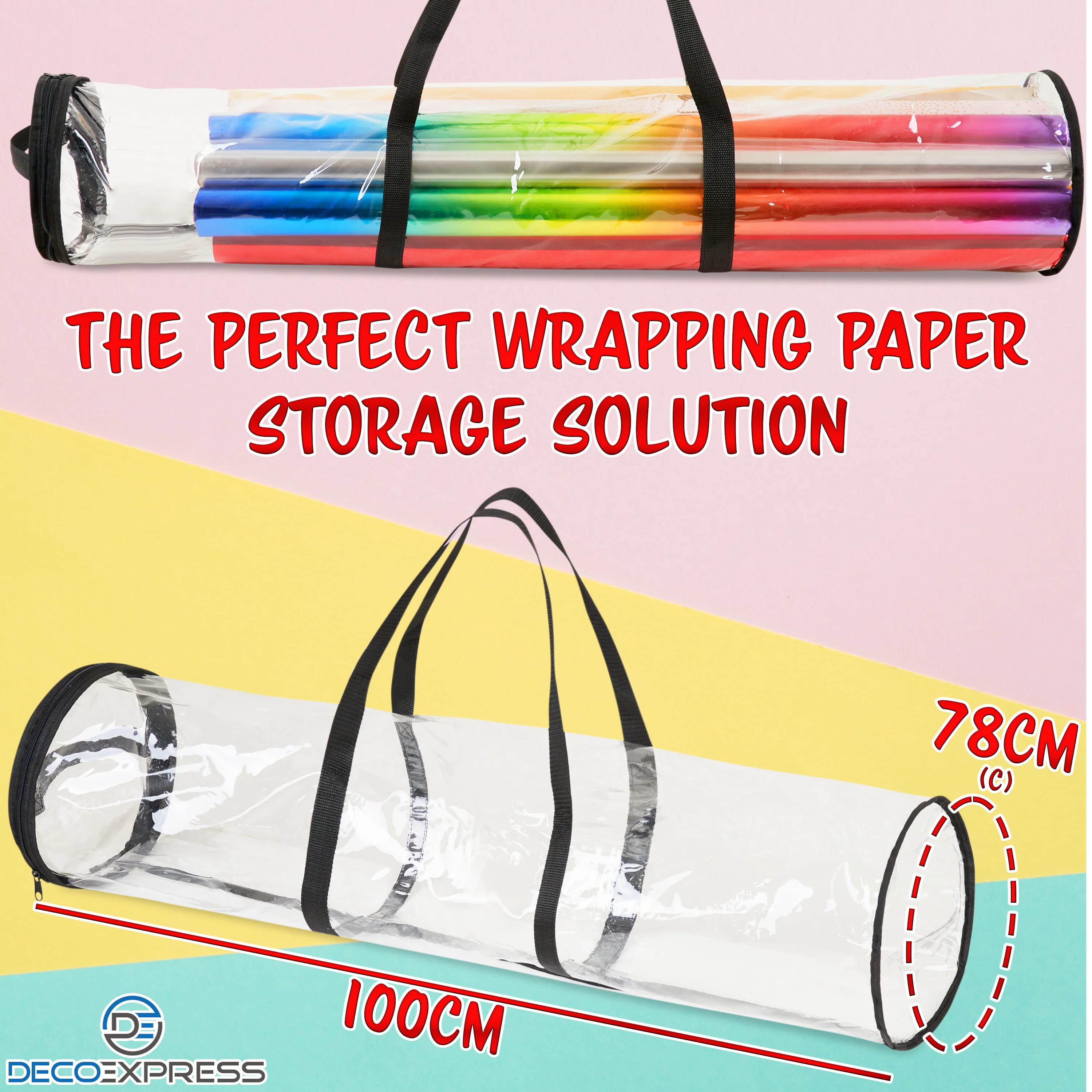 DECO EXPRESS Christmas Wrapping Paper Storage Bag Zipped Gift Wrap Bag with Handles - Image 6
