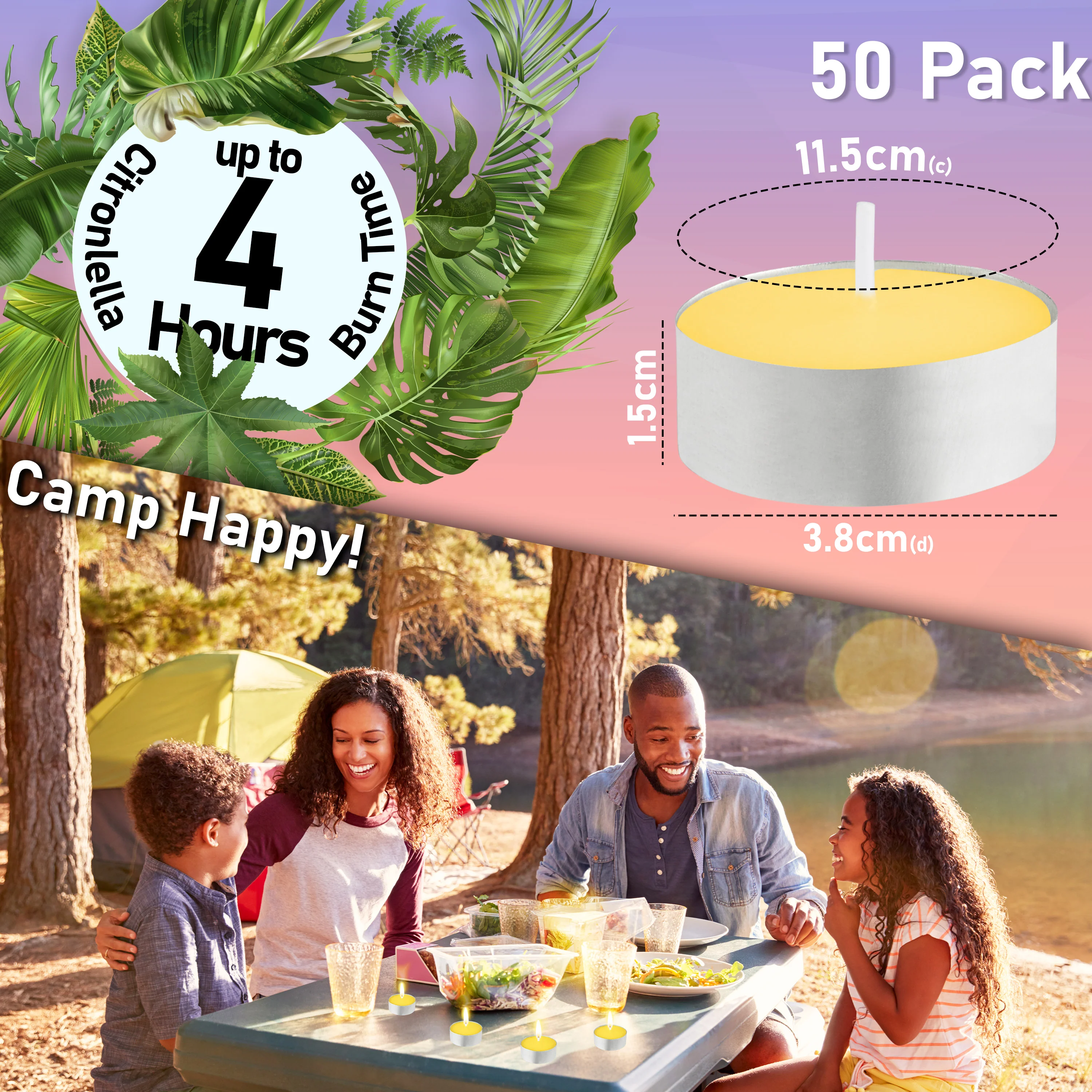 Deco Express Citronella Tealight Candles Multipack of 100 4 Hours Burning Time - Image 6