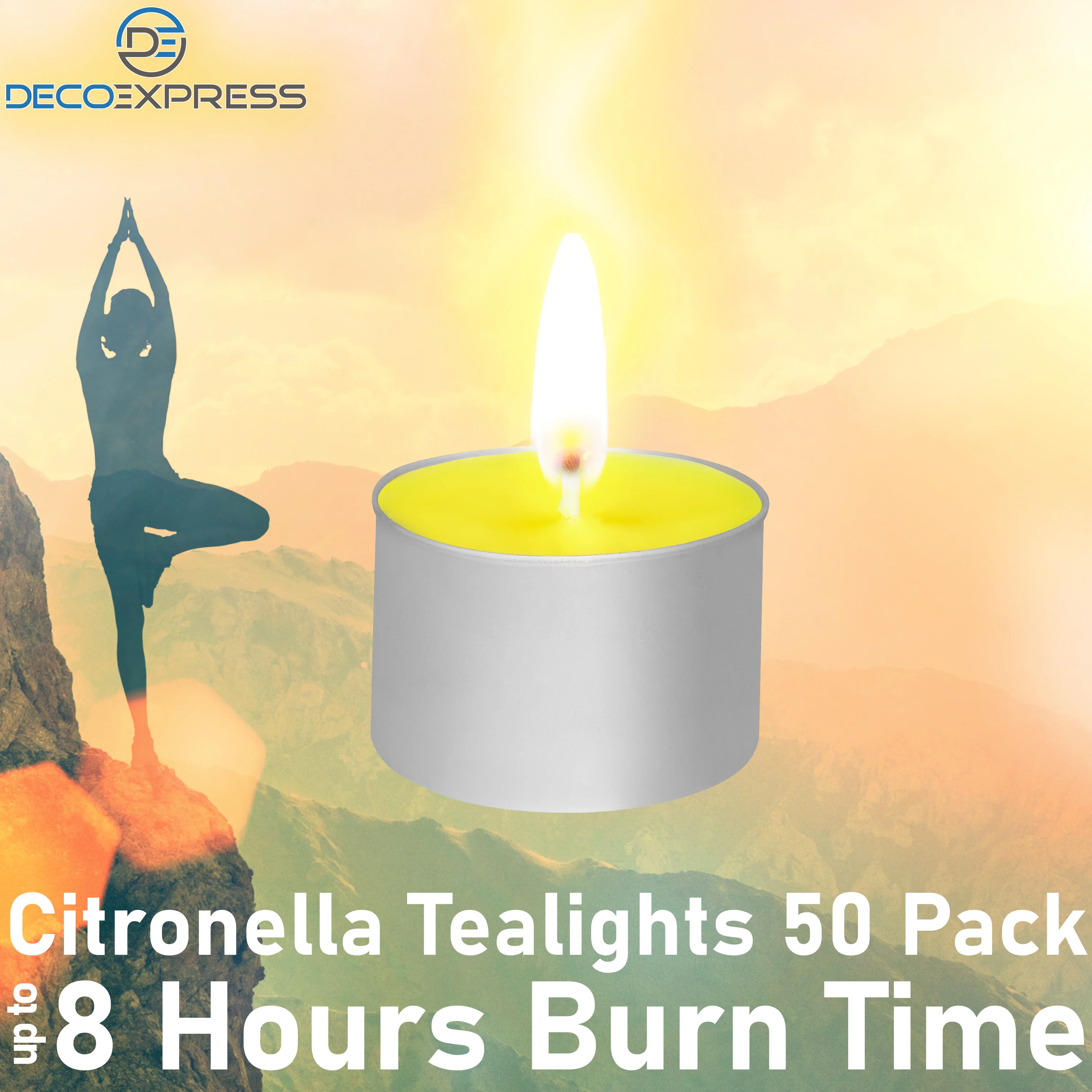 Deco Express Citronella Tealight Candles Multipack of 50 -4Hours Burning Time - Image 3