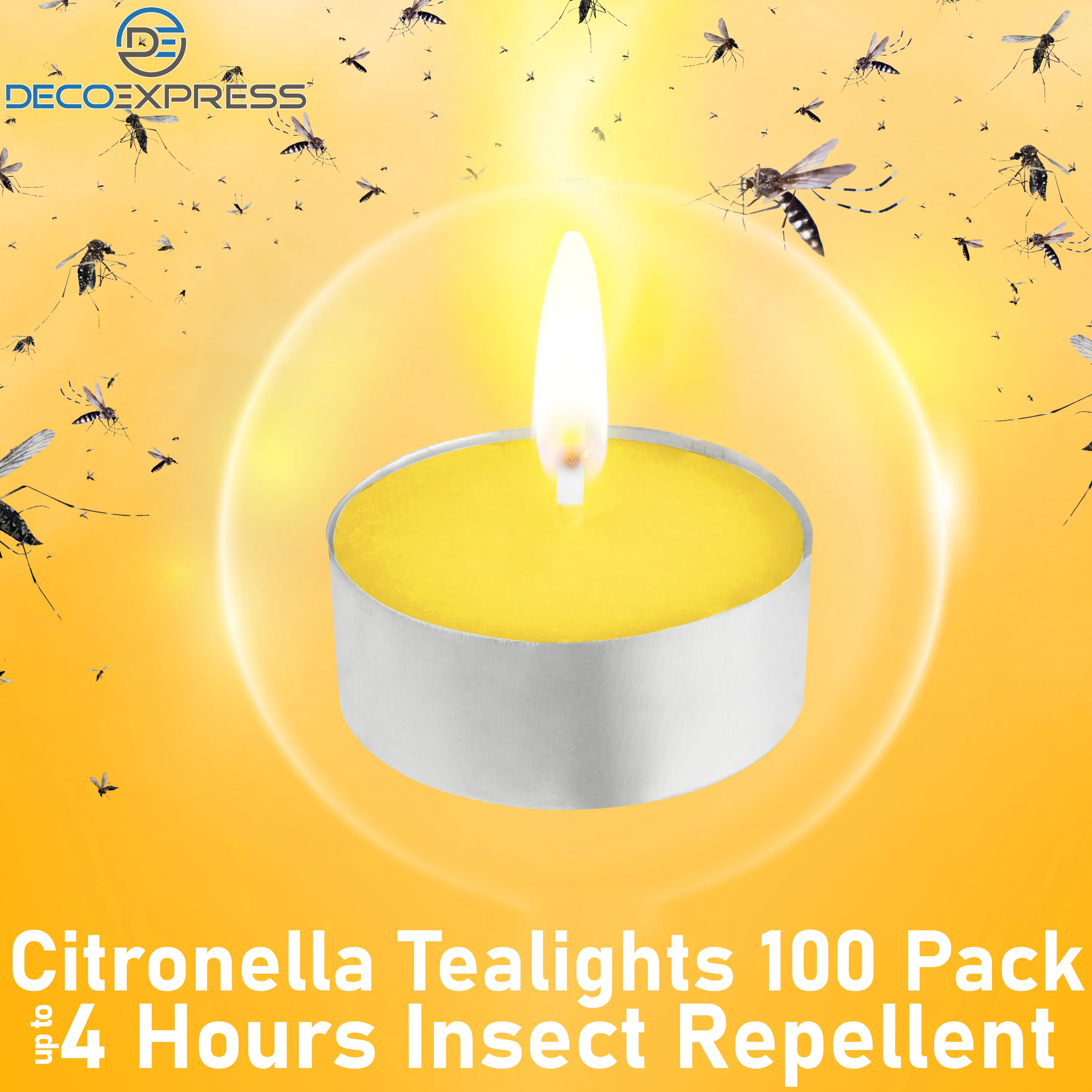 Deco Express Citronella Tealight Candles Multipack - Yellow 100/4 Hours - Image 3