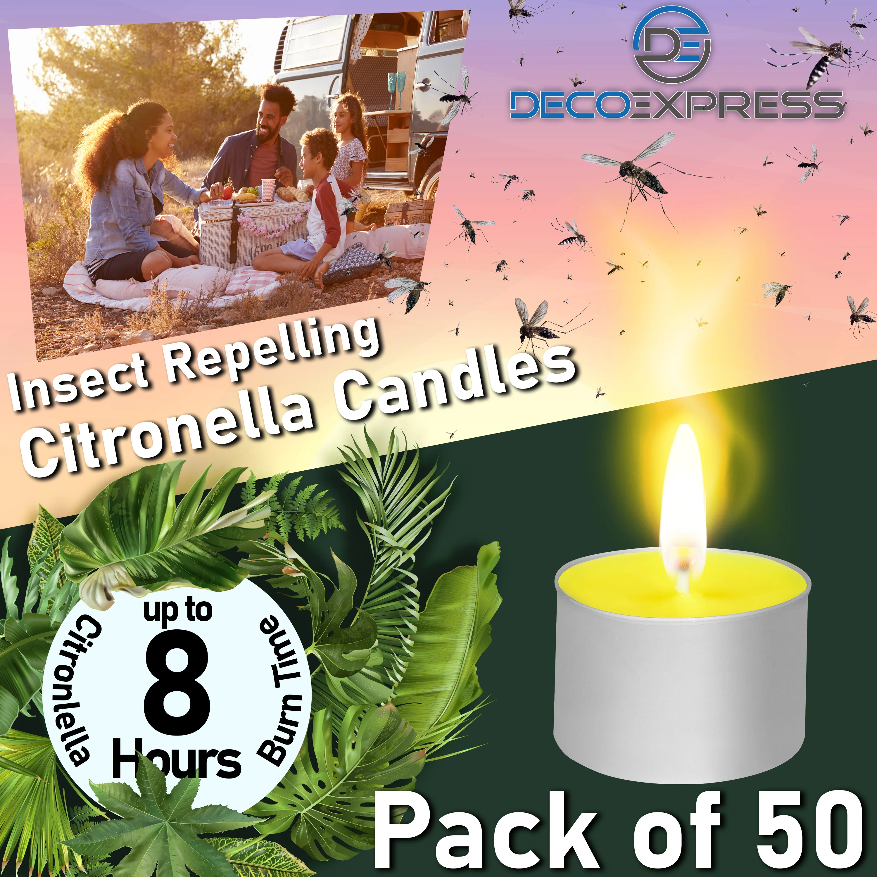 Deco Express Citronella Tealight Candles Multipack - Yellow 50/4 Hours - Image 4