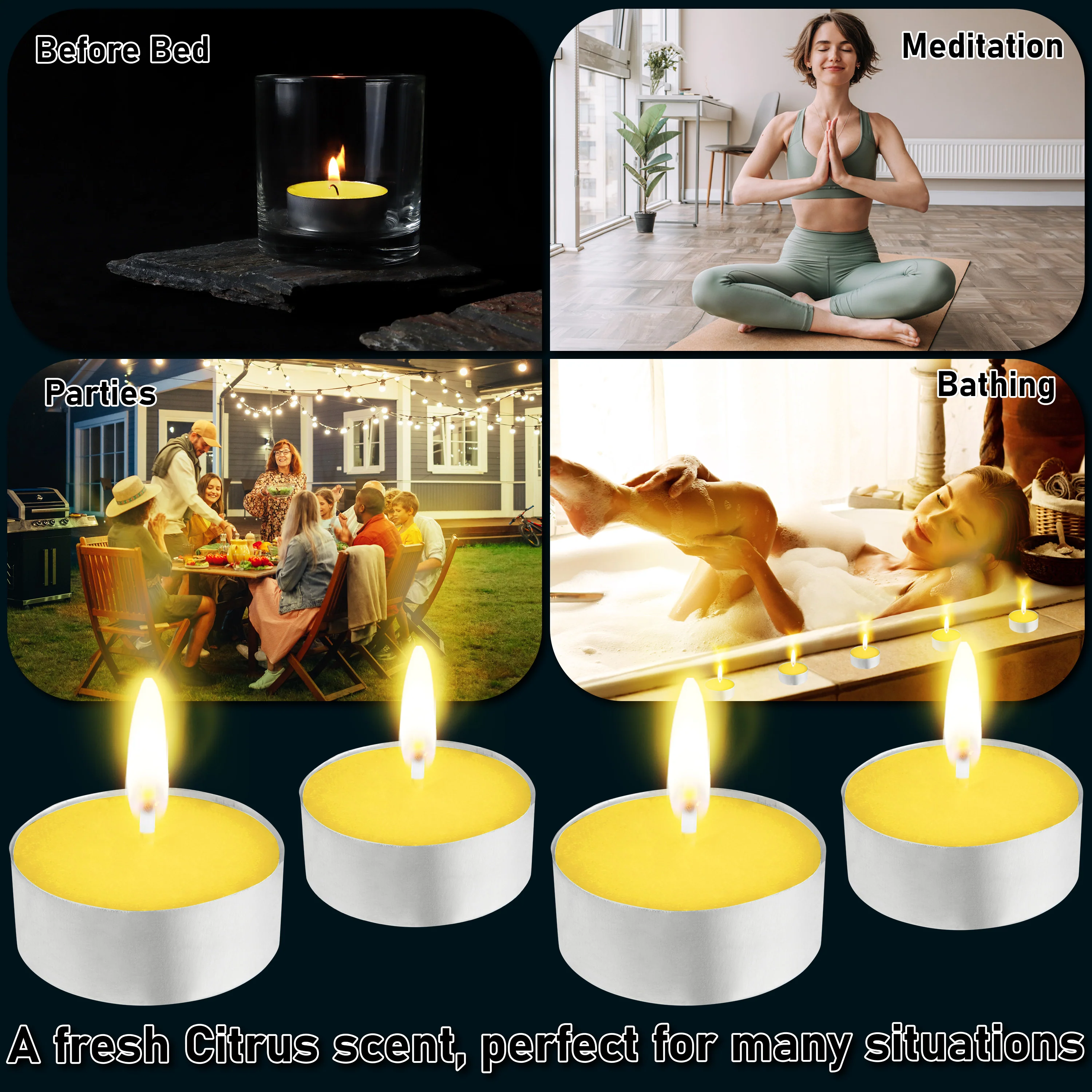 Deco Express Citronella Tealight Candles Multipack - Yellow 50/4 Hours - Image 5
