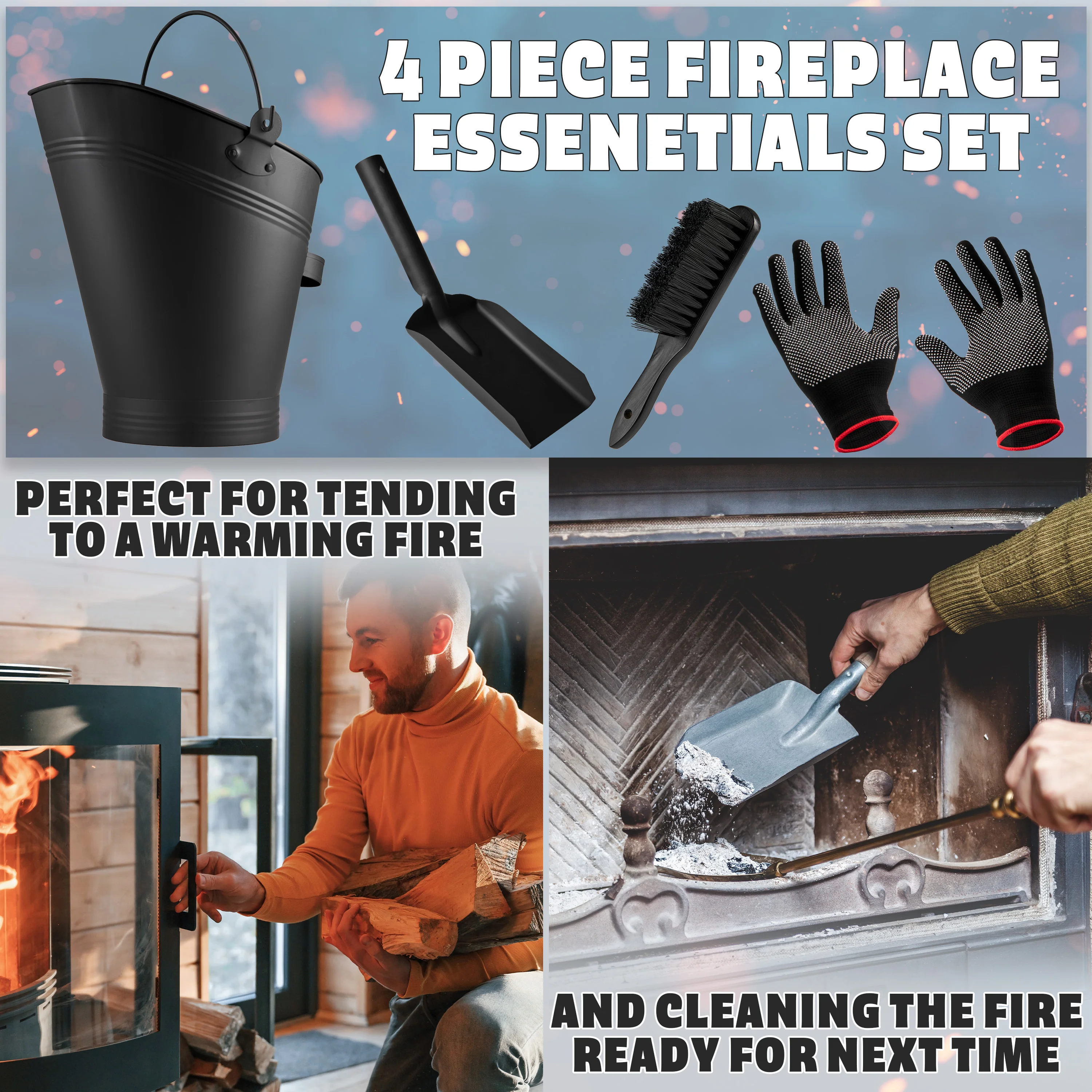 Deco Express Fireplace Tools Set, 4 Piece Fireplace Accessories - Image 3