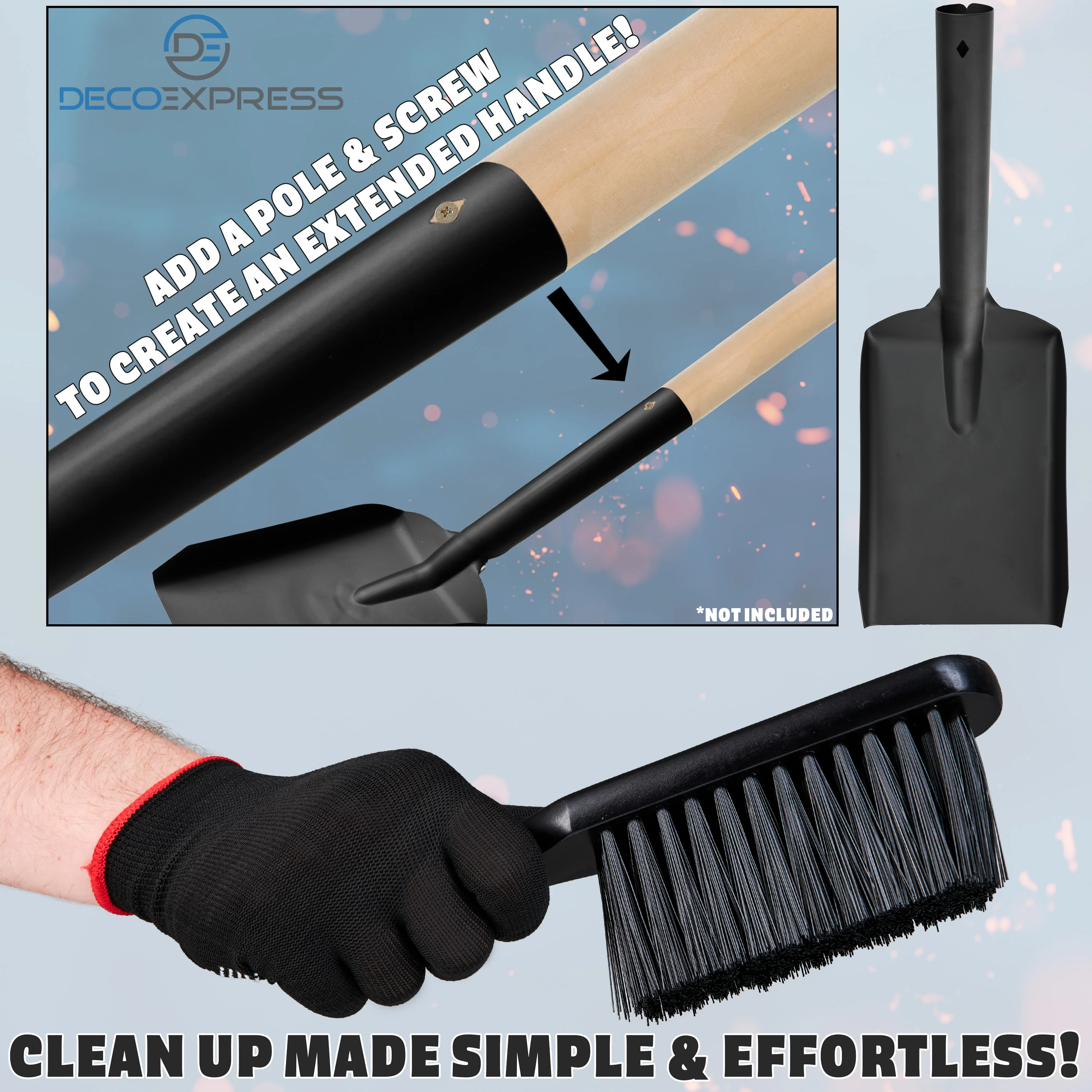 Deco Express Fireplace Tools Set, 4 Piece Fireplace Accessories - Image 5