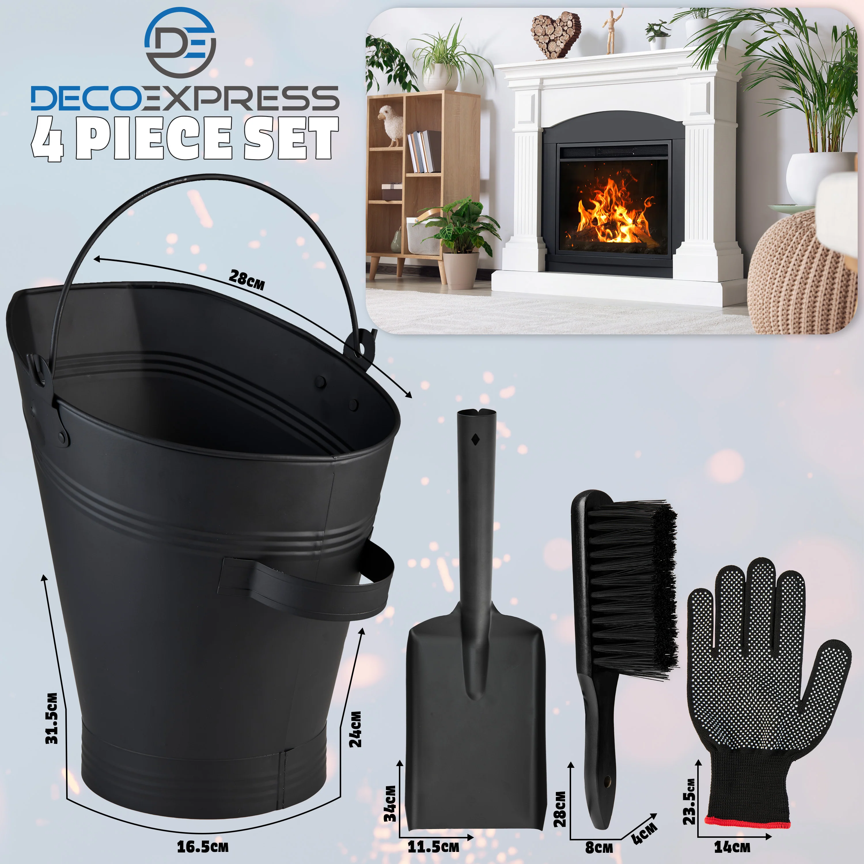 Deco Express Fireplace Tools Set, 4 Piece Fireplace Accessories - Image 6