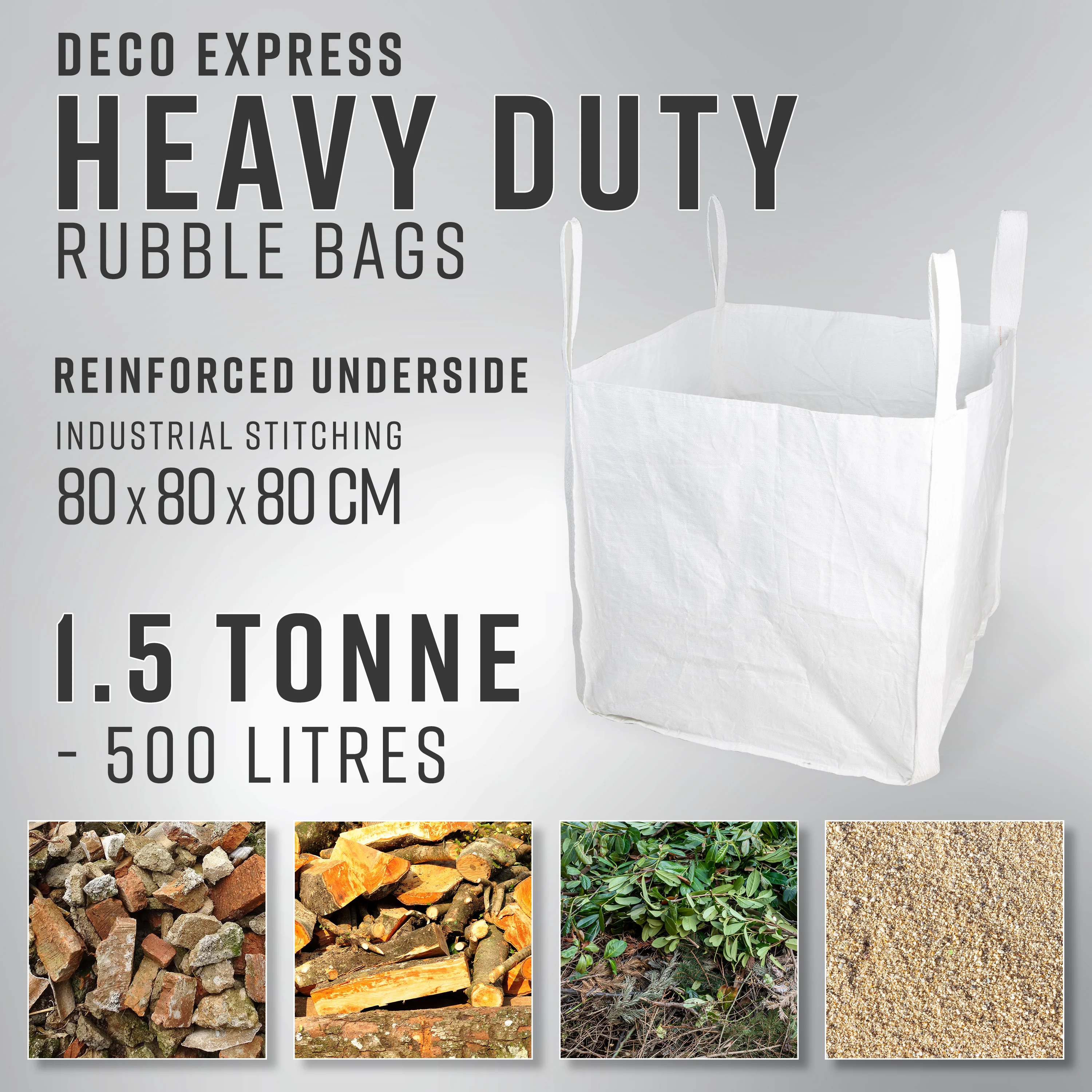 Deco Express Garden Waste Bags - Heavy Duty Bags - White 1.5T - 1 Pack - Image 2