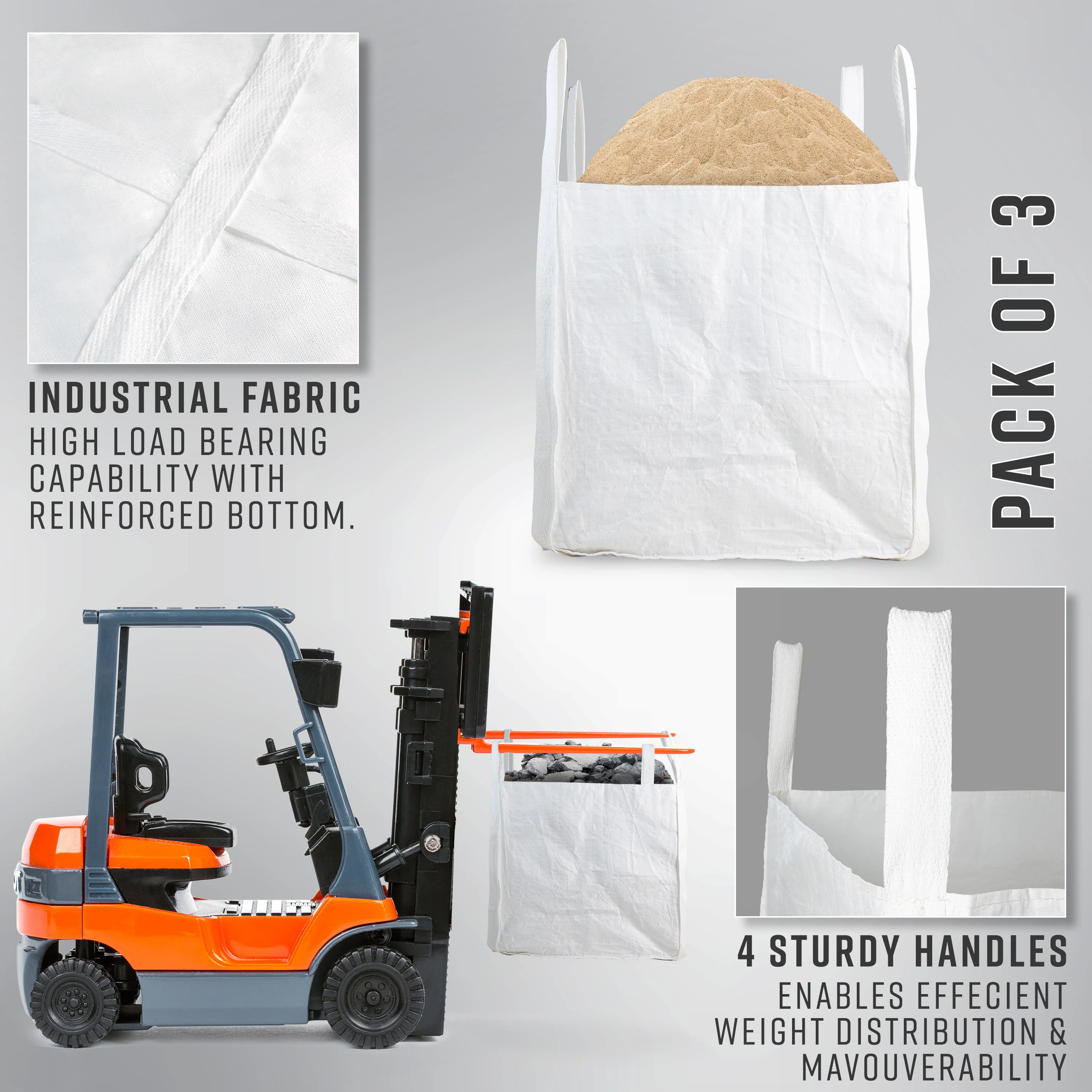 Deco Express Garden Waste Bags - Heavy Duty Bags - White 1.5T - 3 Pack - Image 3