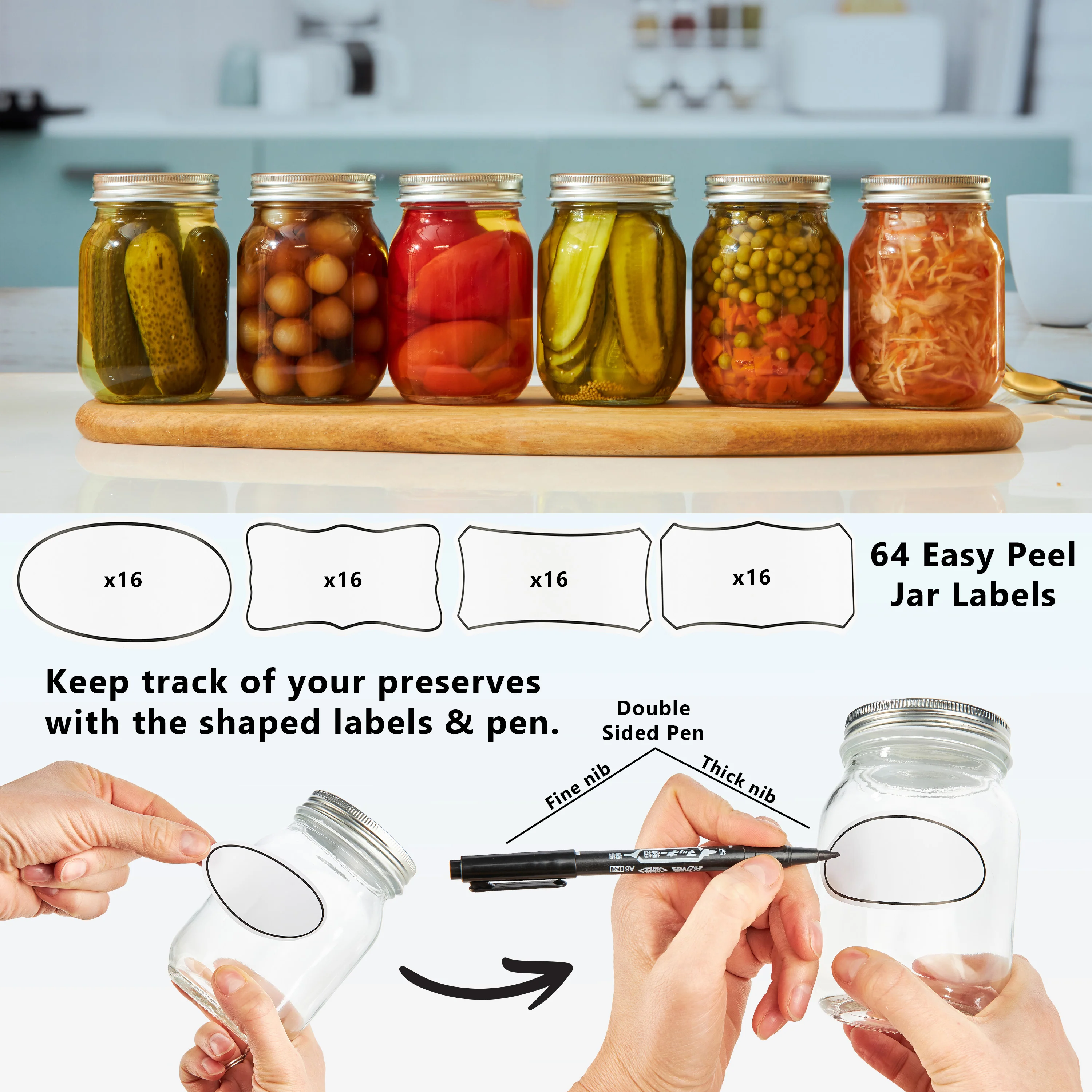 DECO EXPRESS Glass Jars with Lids Set of 6 - 500ml Mason Jars - Image 2