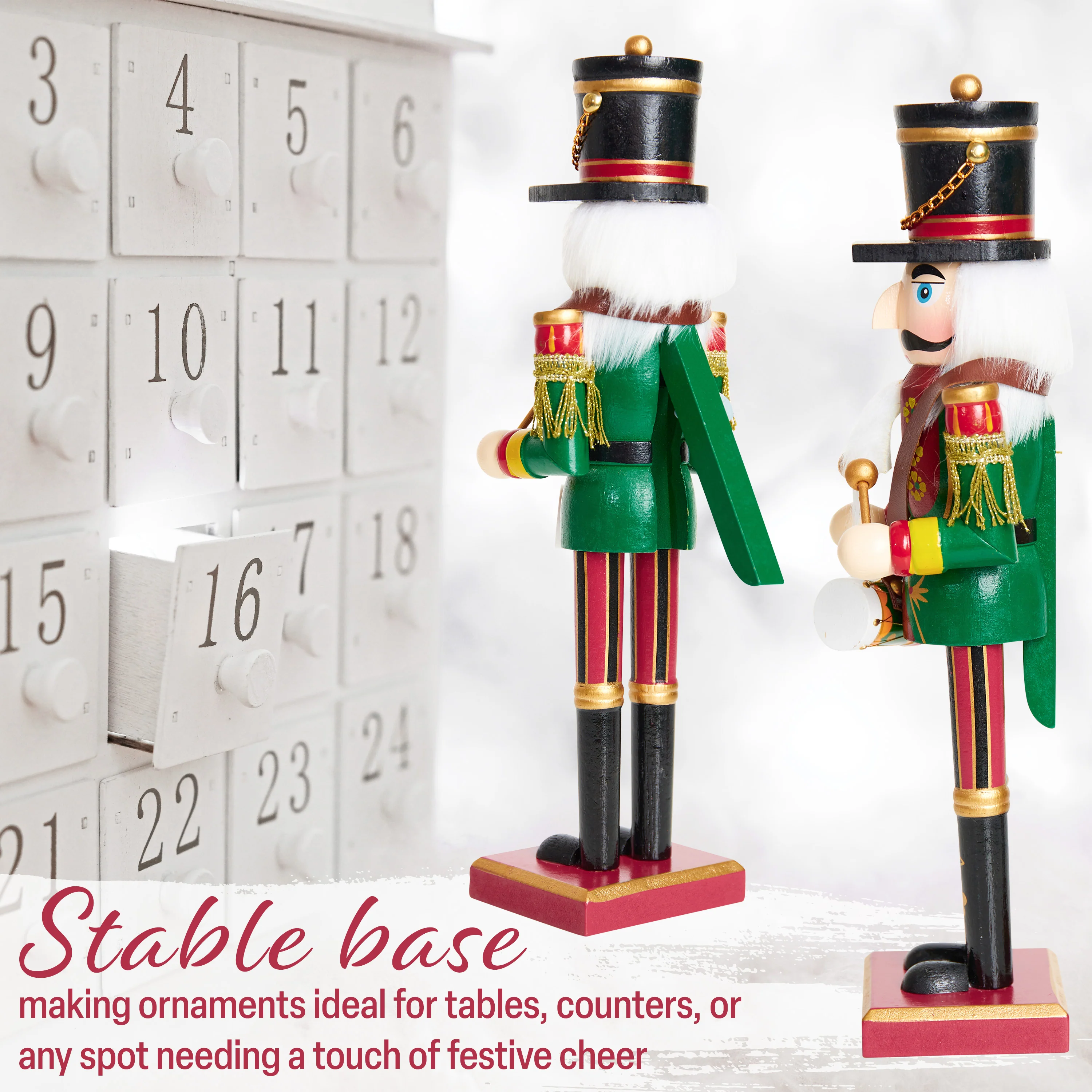 DECO EXPRESS Nutcracker Pack of 2 Wooden Nutcracker Soldier 30cm Festive Christmas Decoration Xmas Ornaments - Image 5