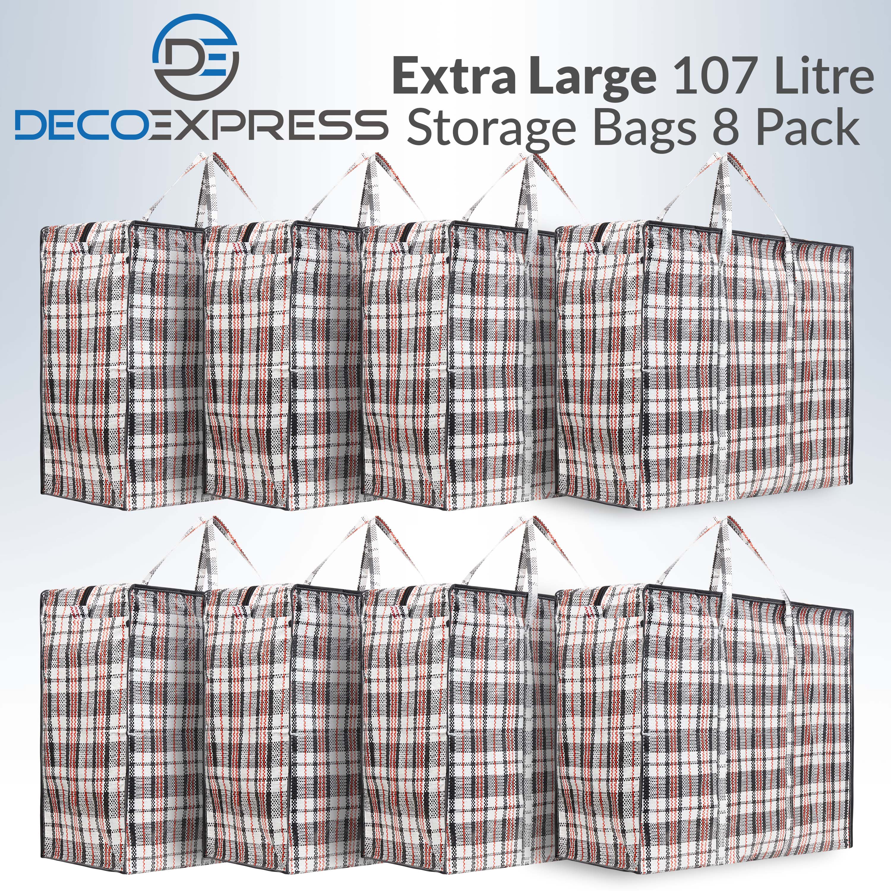 DECO EXPRESS Laundry Bags Large - Strong Durable Storage Bags for Moving House Shopping and Laundry - Jumbo Reusable Zip Bag Storage Bags XXL Multipack (Pack of 8) - Image 7