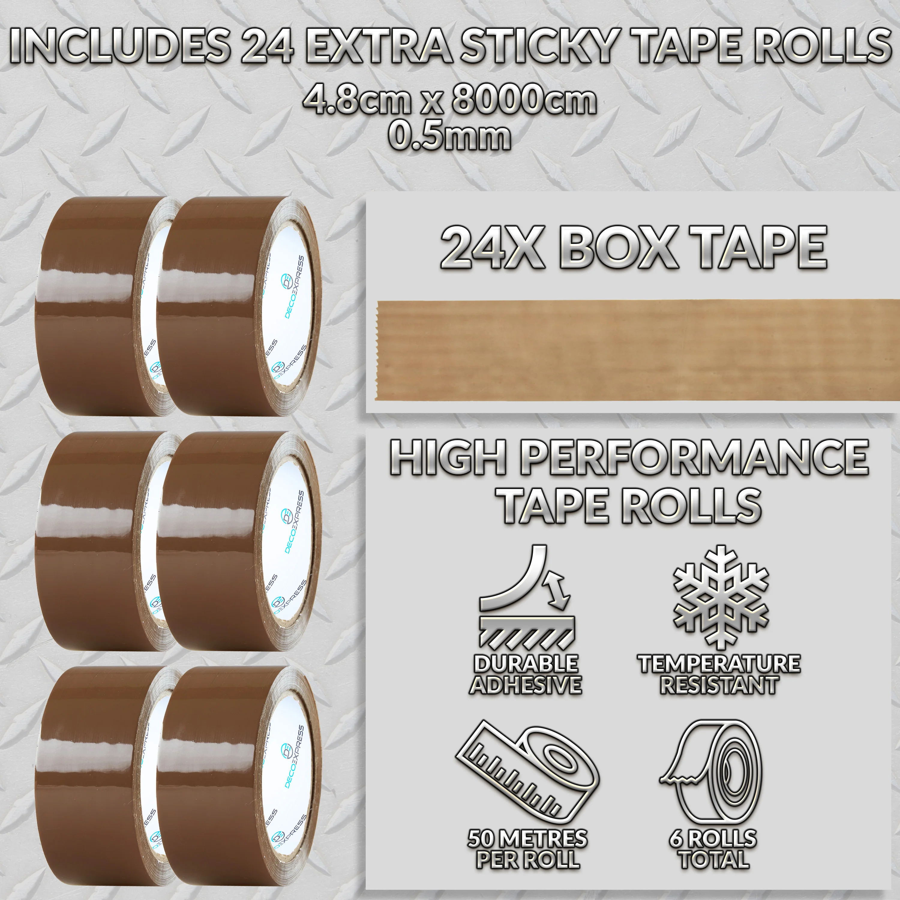 DECO EXPRESS Packaging Tape Dispenser with Tape - Small Dispenser Brown, 4 Pack - Image 3