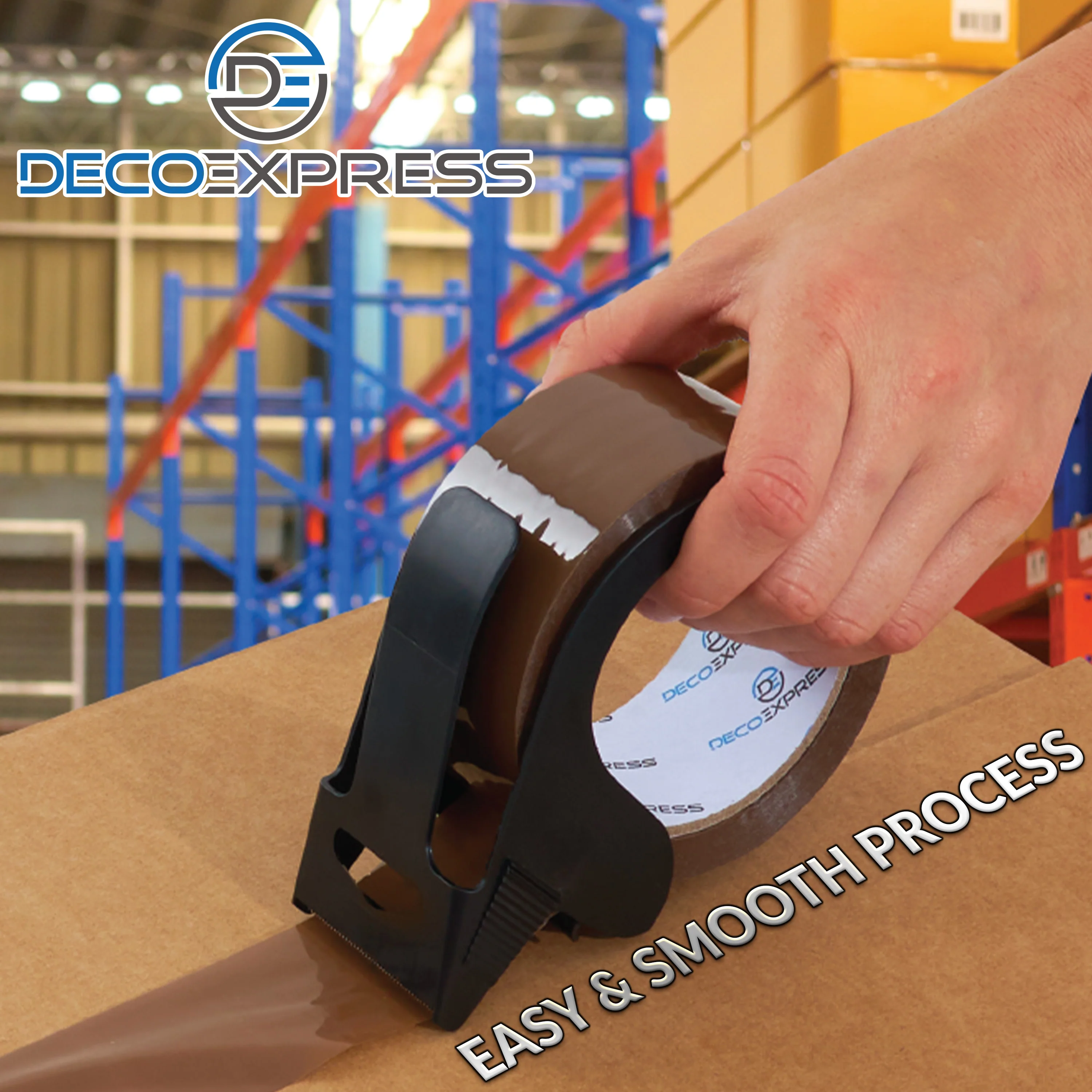 DECO EXPRESS Packaging Tape Dispenser with Tape - Small Dispenser Brown, 4 Pack - Image 5