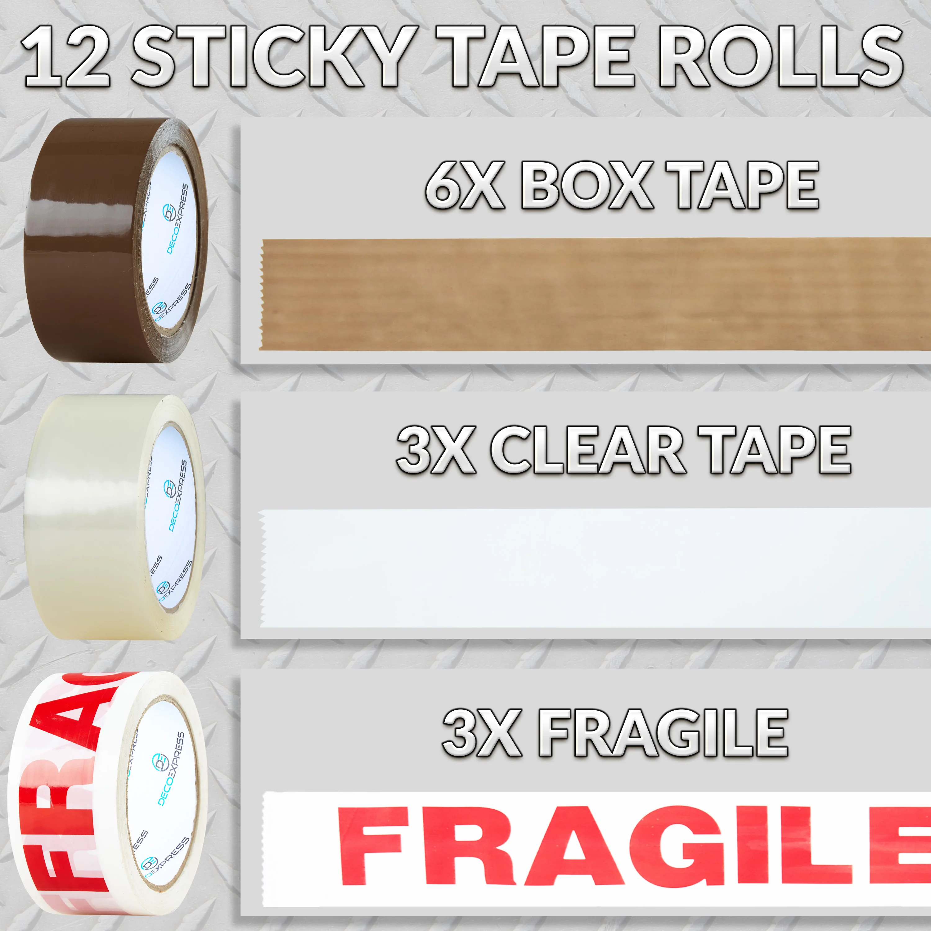 DECO EXPRESS Packaging Tape Rolls Multipack - Tapes Mixed, 6 Pack - Image 3