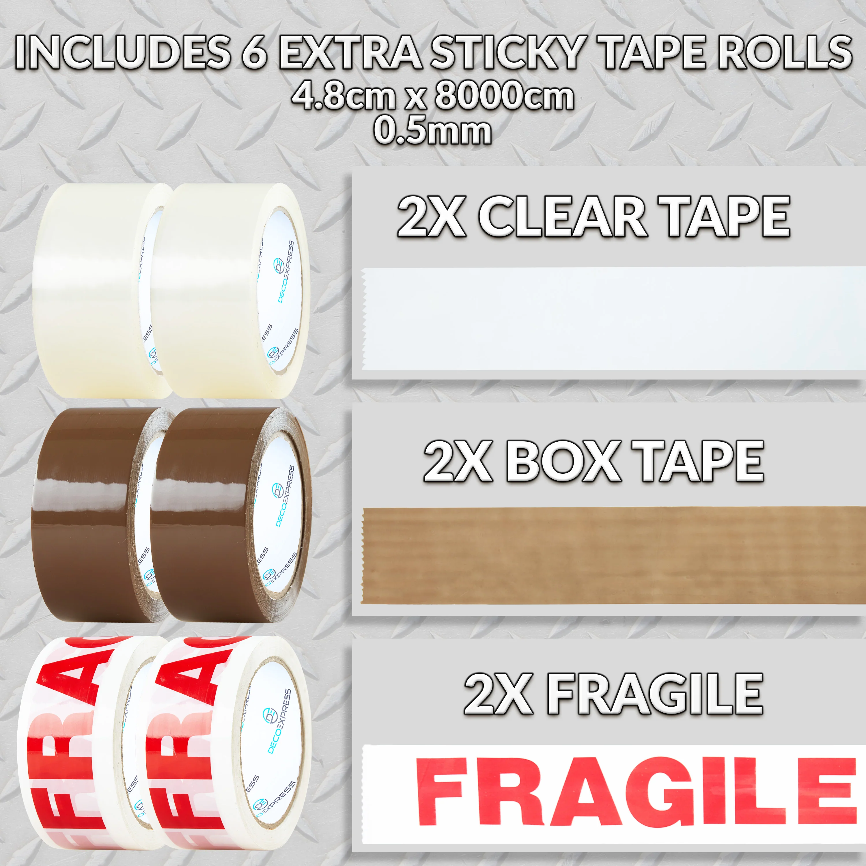 DECO EXPRESS Packing Tape Dispenser and 6 Rolls of Packaging Tape - Image 3