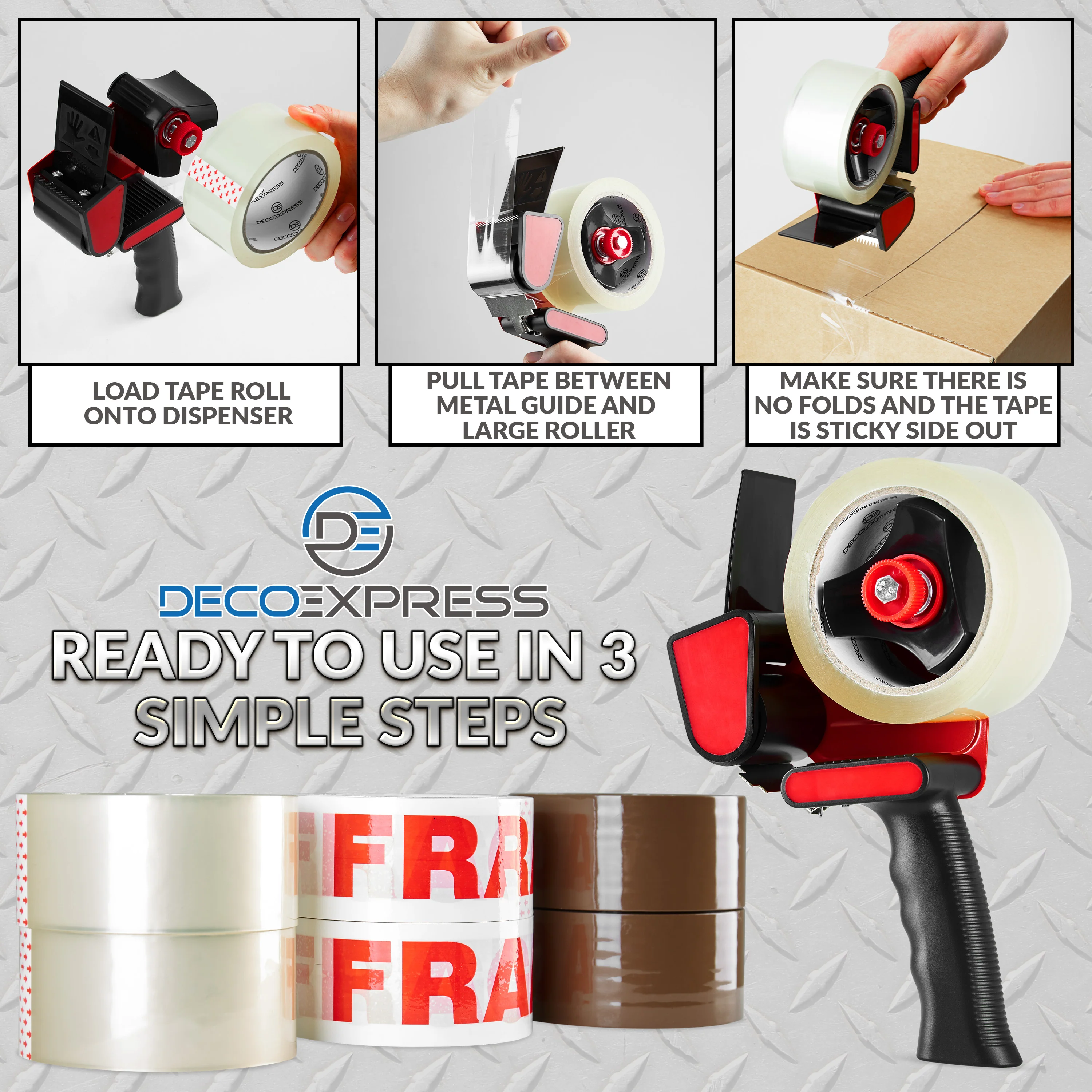 DECO EXPRESS Packing Tape Dispenser and 6 Rolls of Packaging Tape - Image 6
