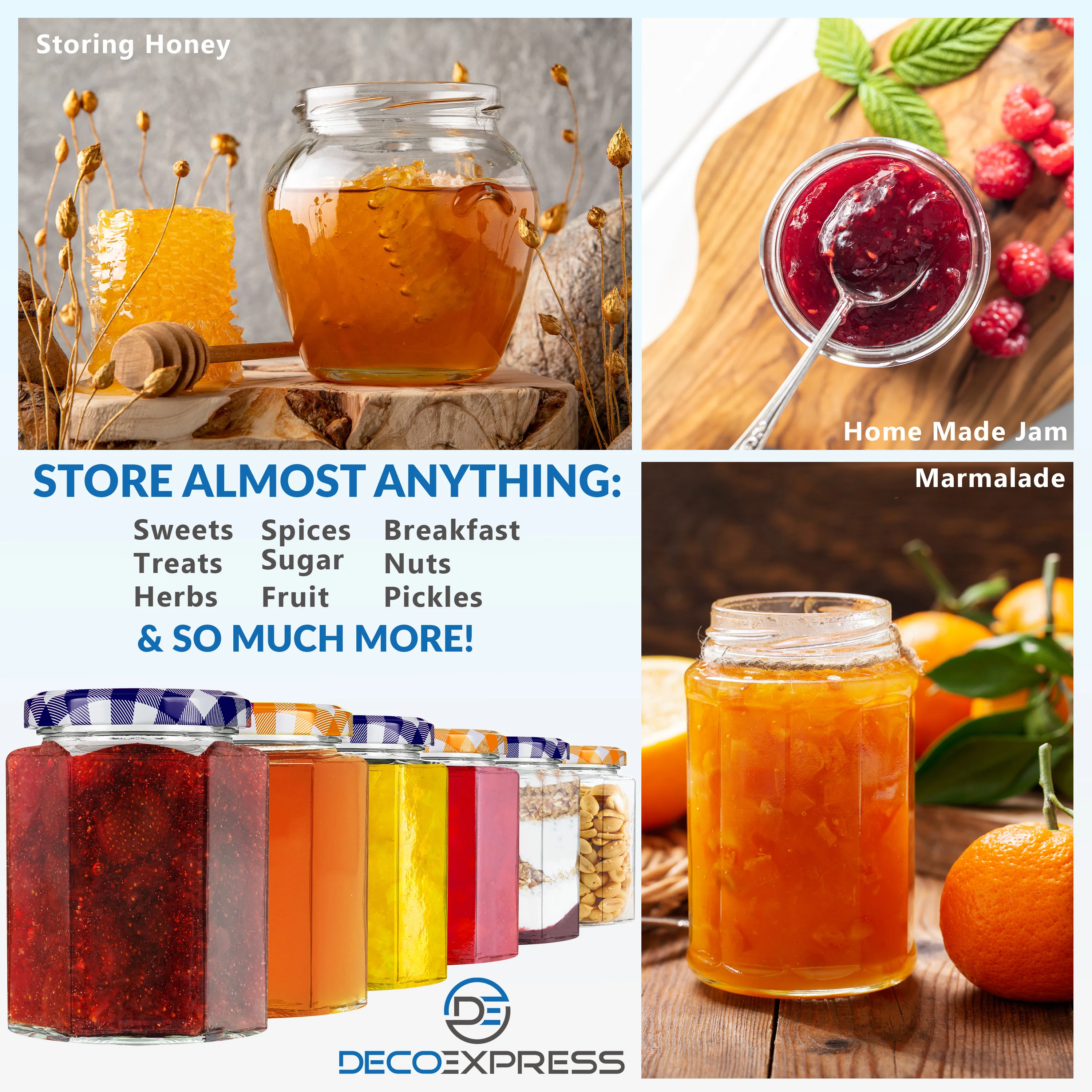 DECO EXPRESS Preserving Glass Jam Jars with Airtight Screw Lids - Orange/Purple, 6 Pack, 250 ml - Image 5