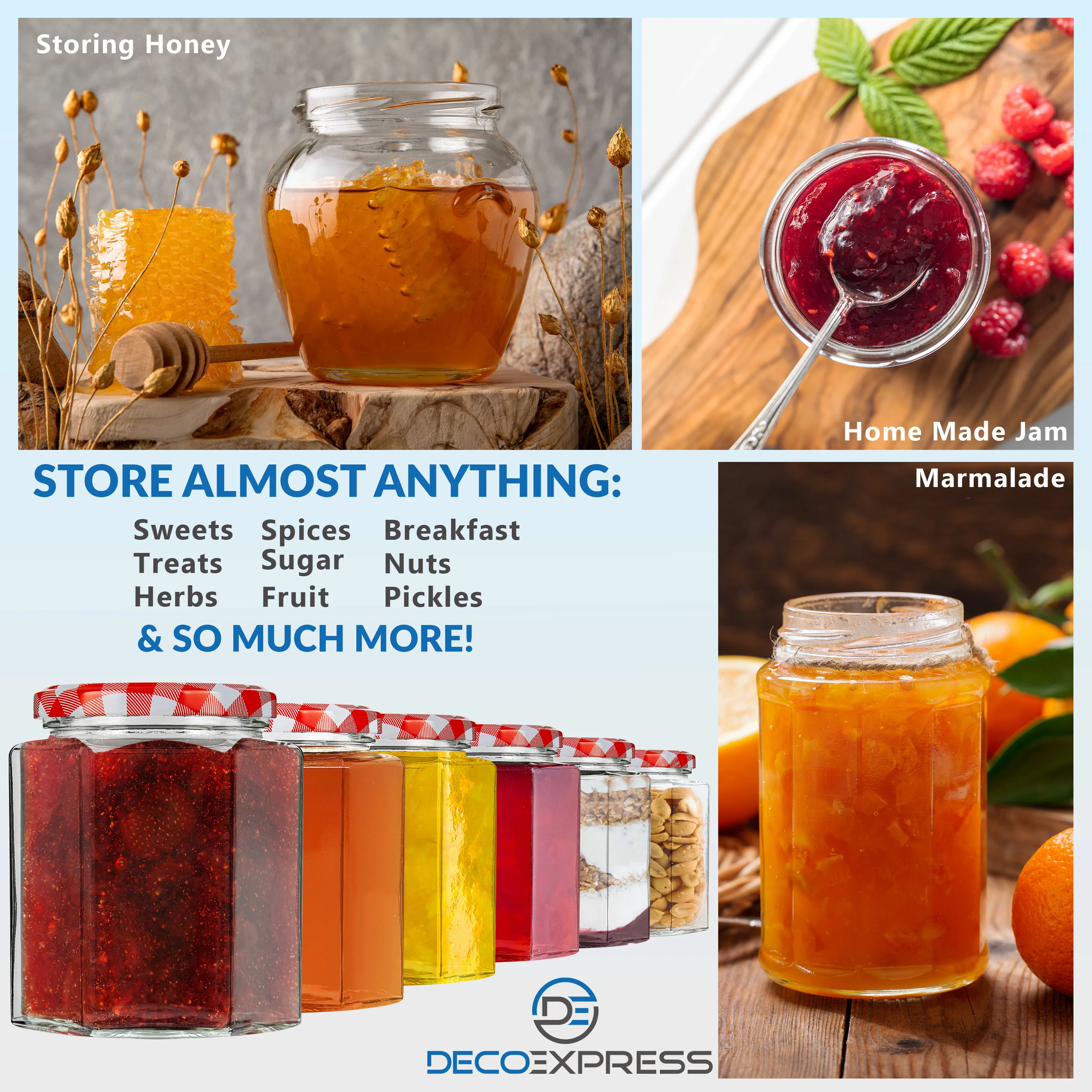 DECO EXPRESS Preserving Glass Jam Jars with Airtight Screw Lids - Red, 6 Pack, 500 ml - Image 5