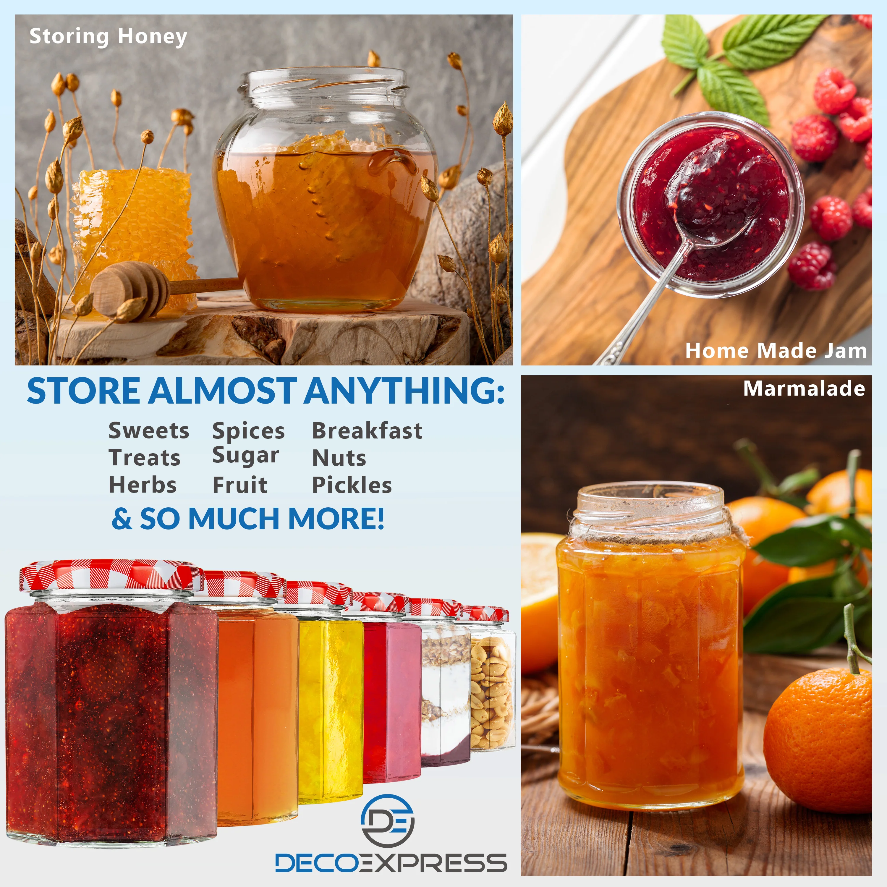 DECO EXPRESS Preserving Glass Jam Jars with Airtight Screw Lids - Red, 6 Pack, 250 ml - Image 5