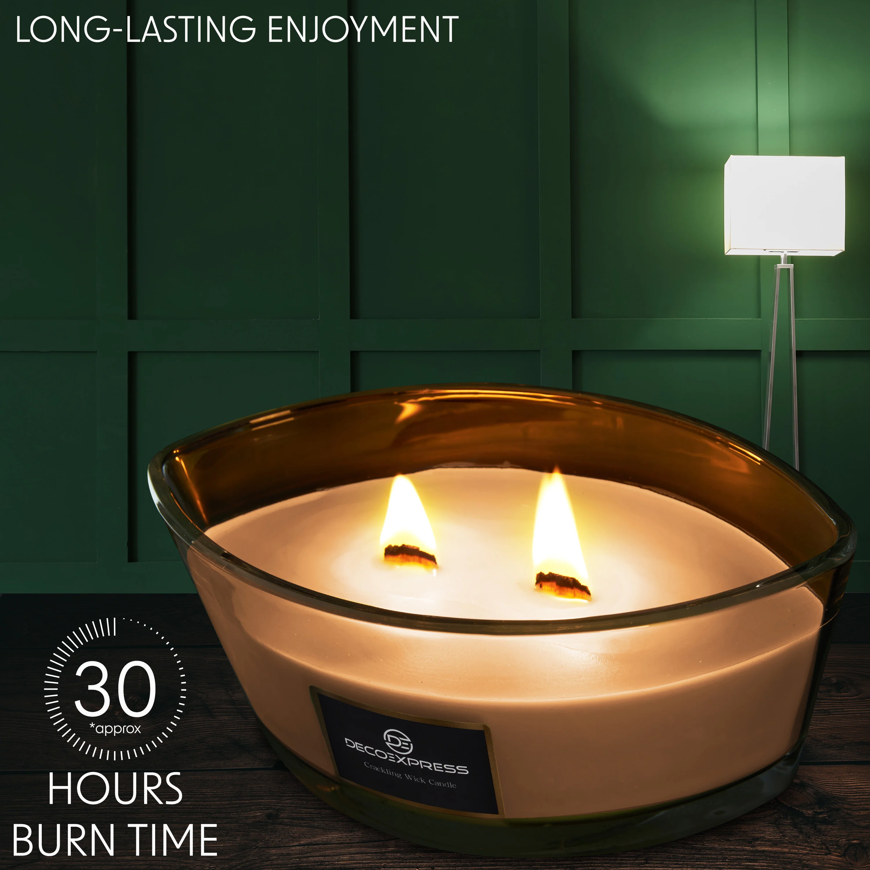 DECO EXPRESS Scented Candles, Crackle Wick Candle Long Burning Double Wick Ellipse - Image 5