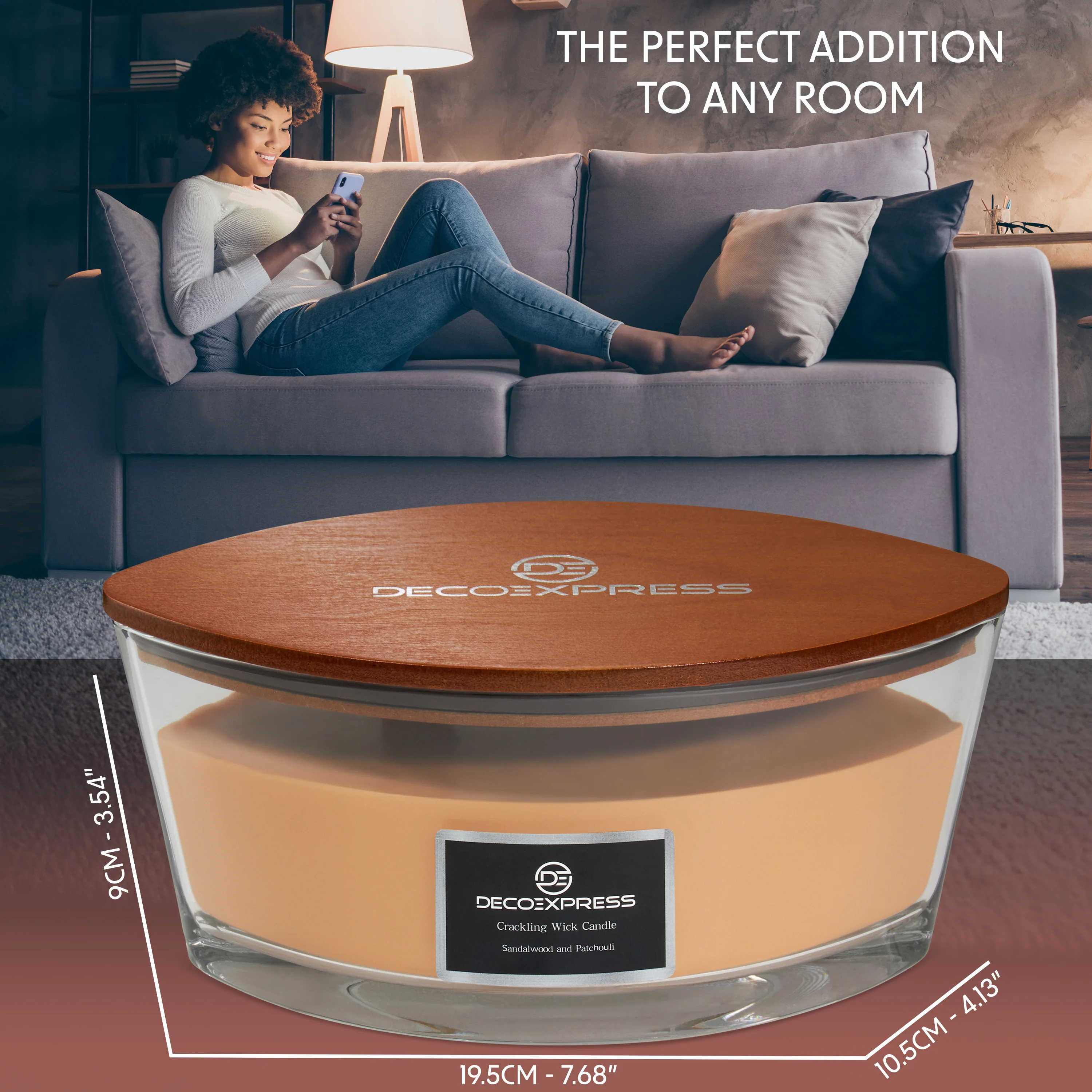 DECO EXPRESS Scented Candles, Crackle Wick Candle Long Burning Double Wick Ellipse - Image 9
