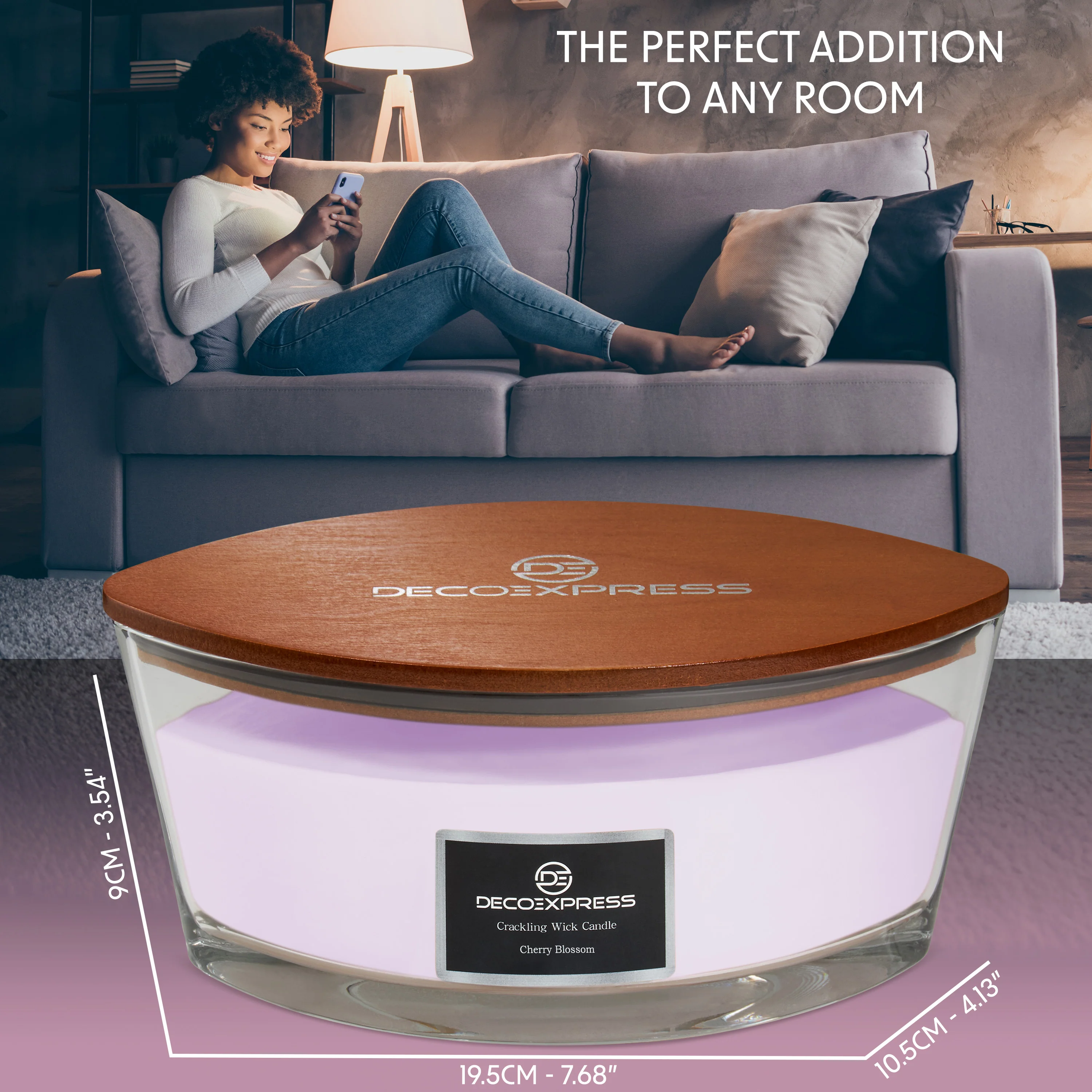 DECO EXPRESS Scented Candles, Crackle Wick Candle Long Burning Double Wick Ellipse - Image 6