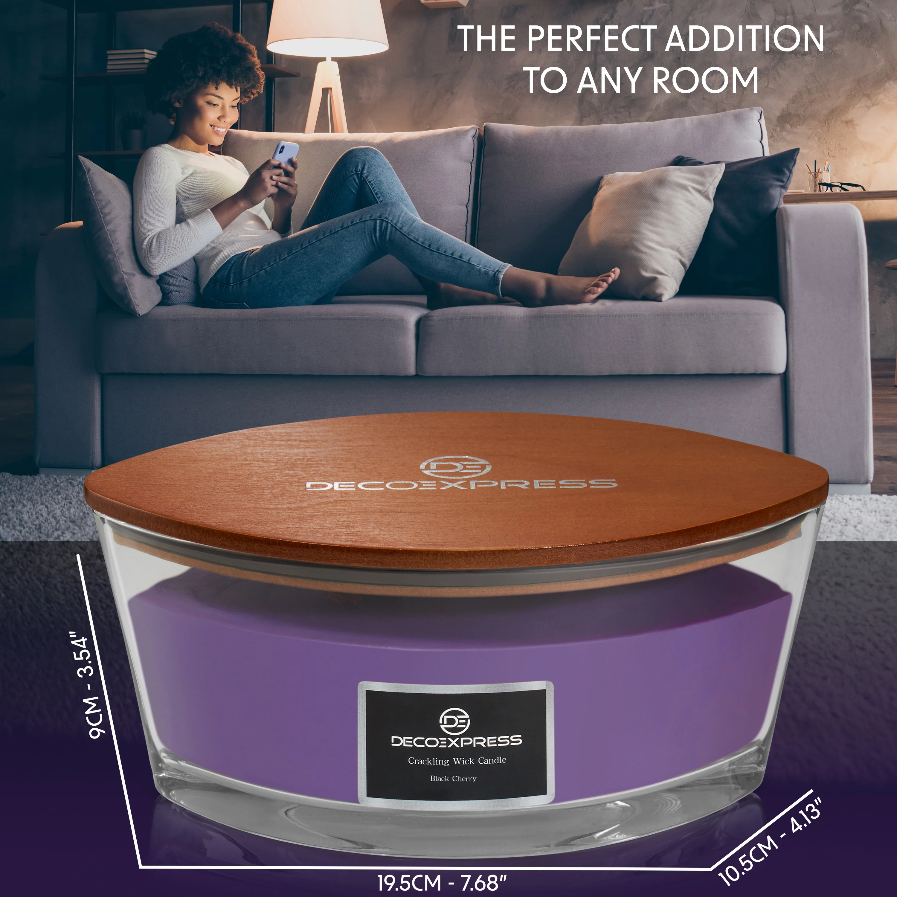 DECO EXPRESS Scented Candles, Crackle Wick Candle Long Burning Double Wick Ellipse - Image 6