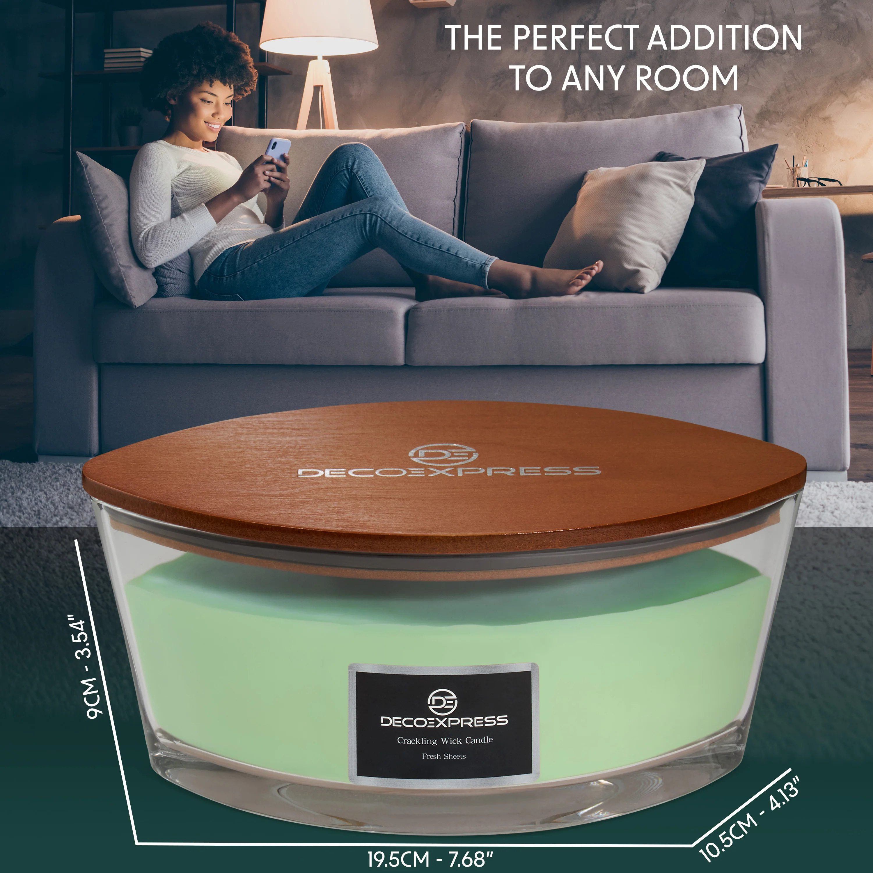 DECO EXPRESS Scented Candles, Crackle Wick Candle Long Burning Double Wick Ellipse - Image 6