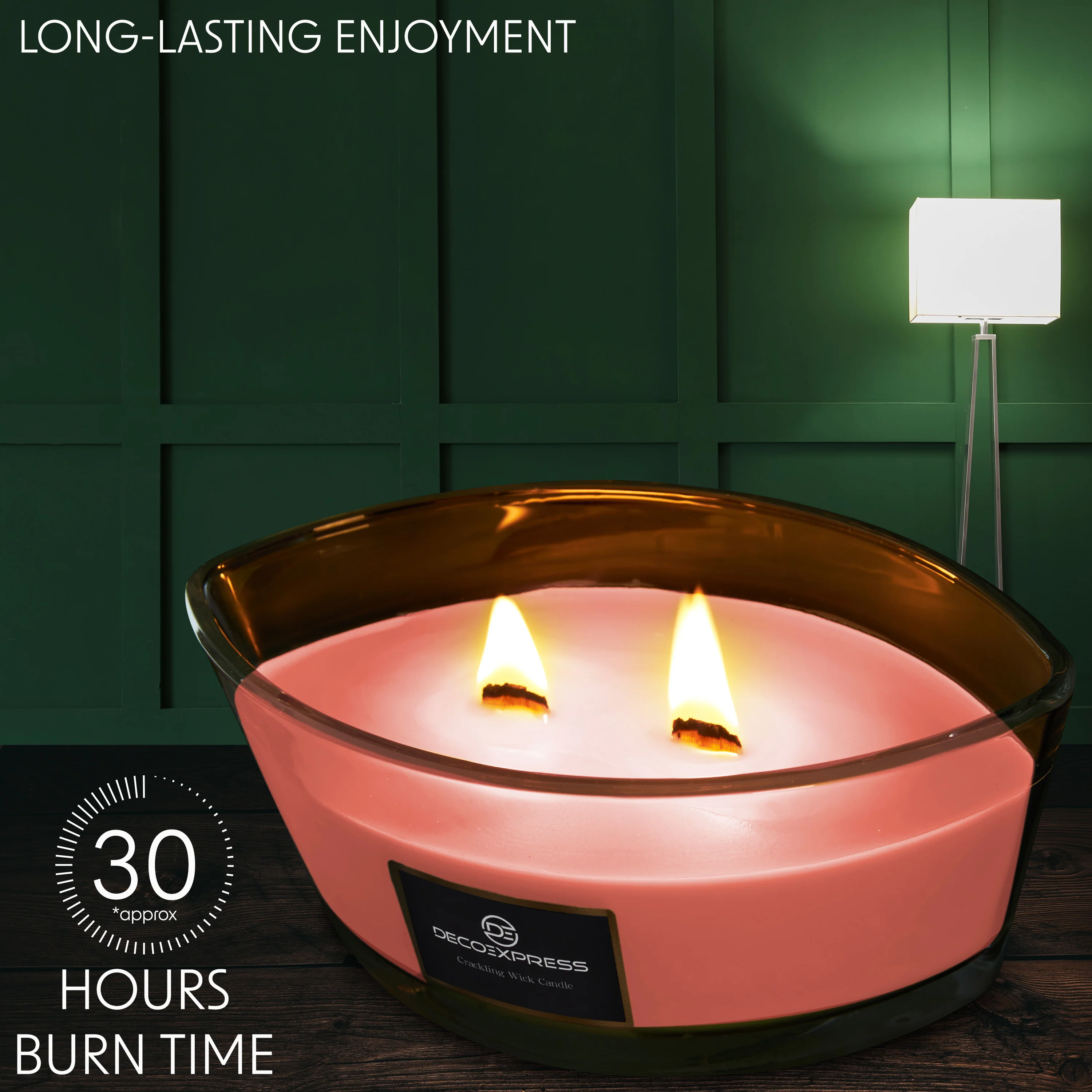 DECO EXPRESS Scented Candles, Crackle Wick Candle Long Burning Double Wick Ellipse - Image 5
