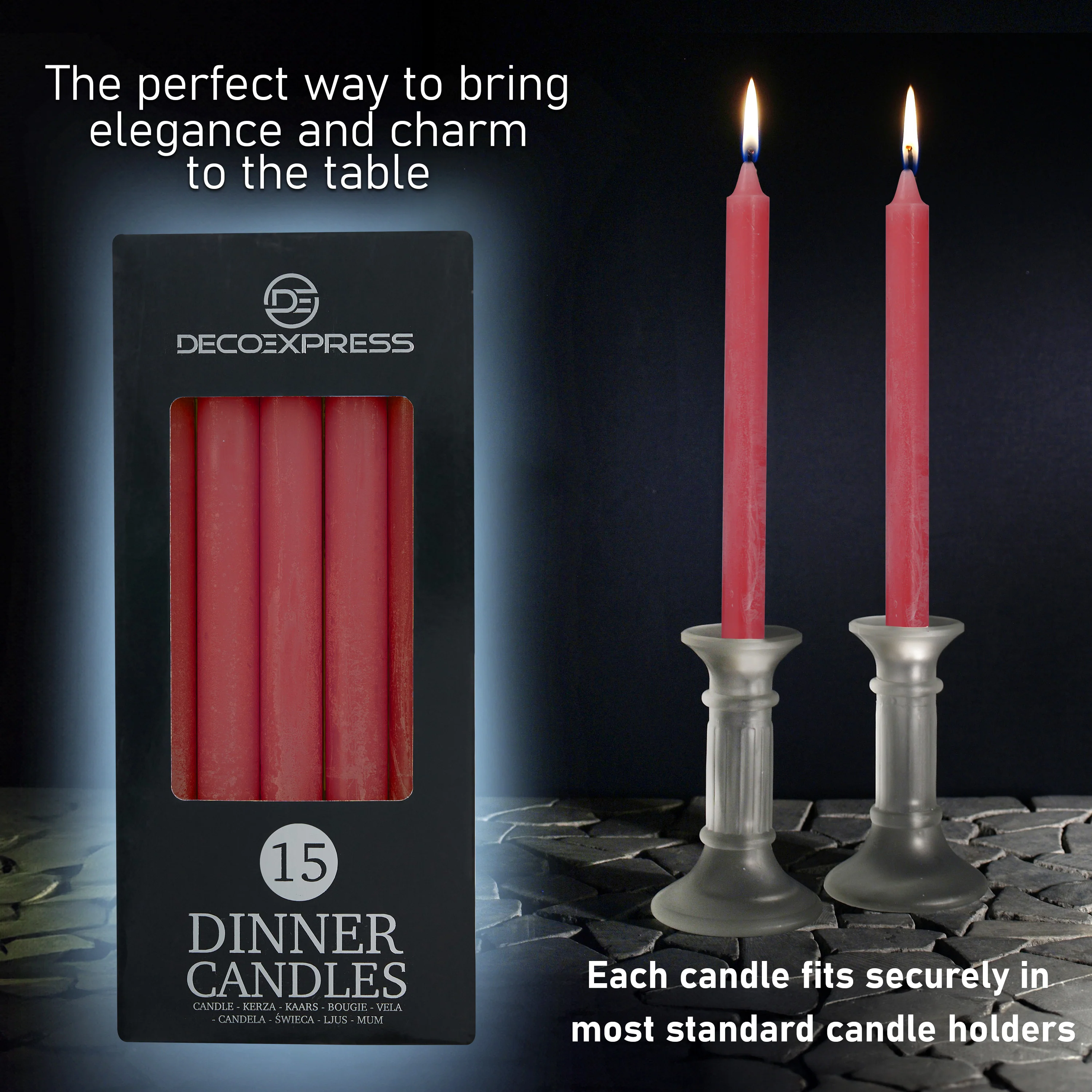 DECO EXPRESS Tapered Candle Set of 15 Dripless Metallic Unscented 9H Burn Time - Image 15