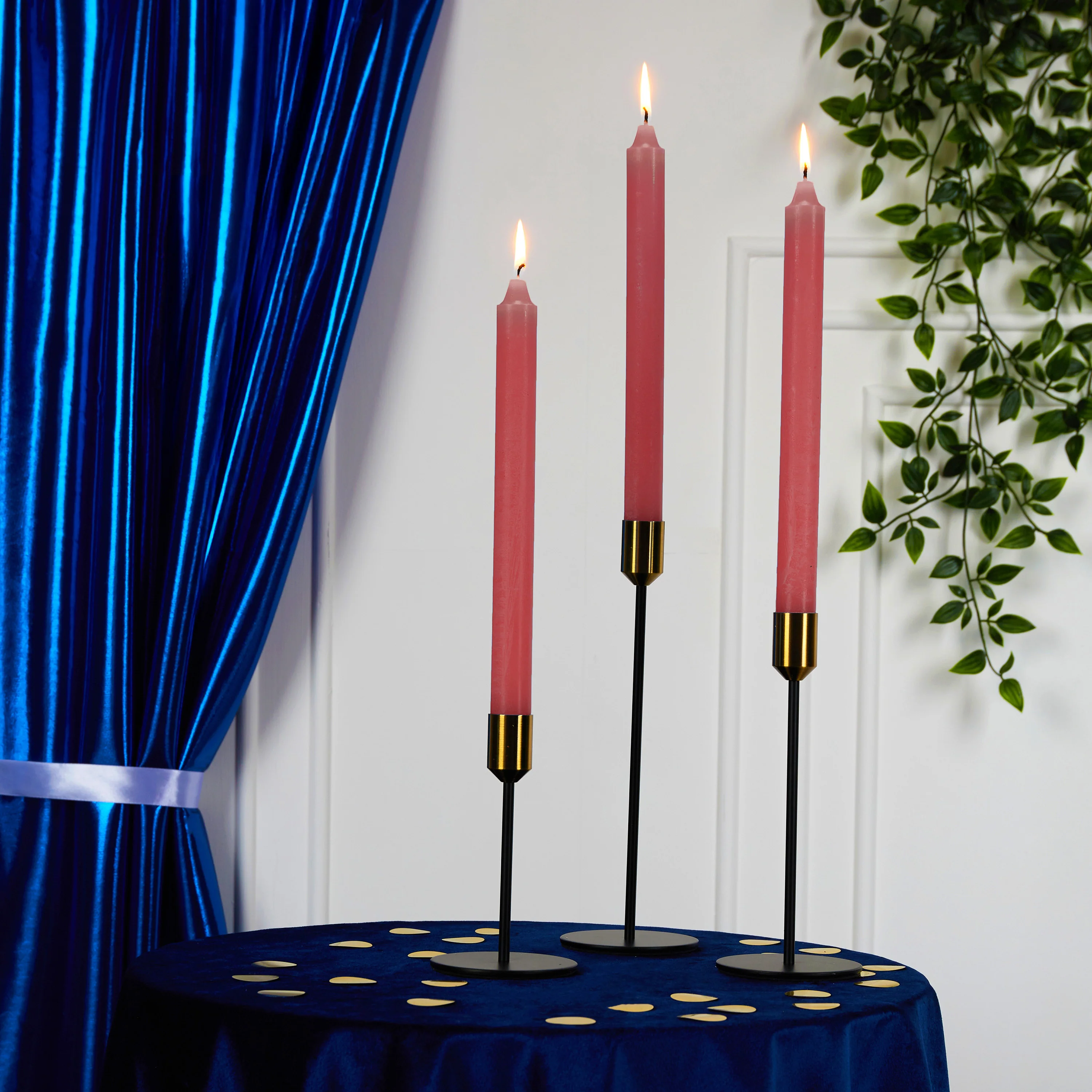 DECO EXPRESS Tapered Candle Set of 15 Dripless Metallic Unscented 9H Burn Time - Image 18