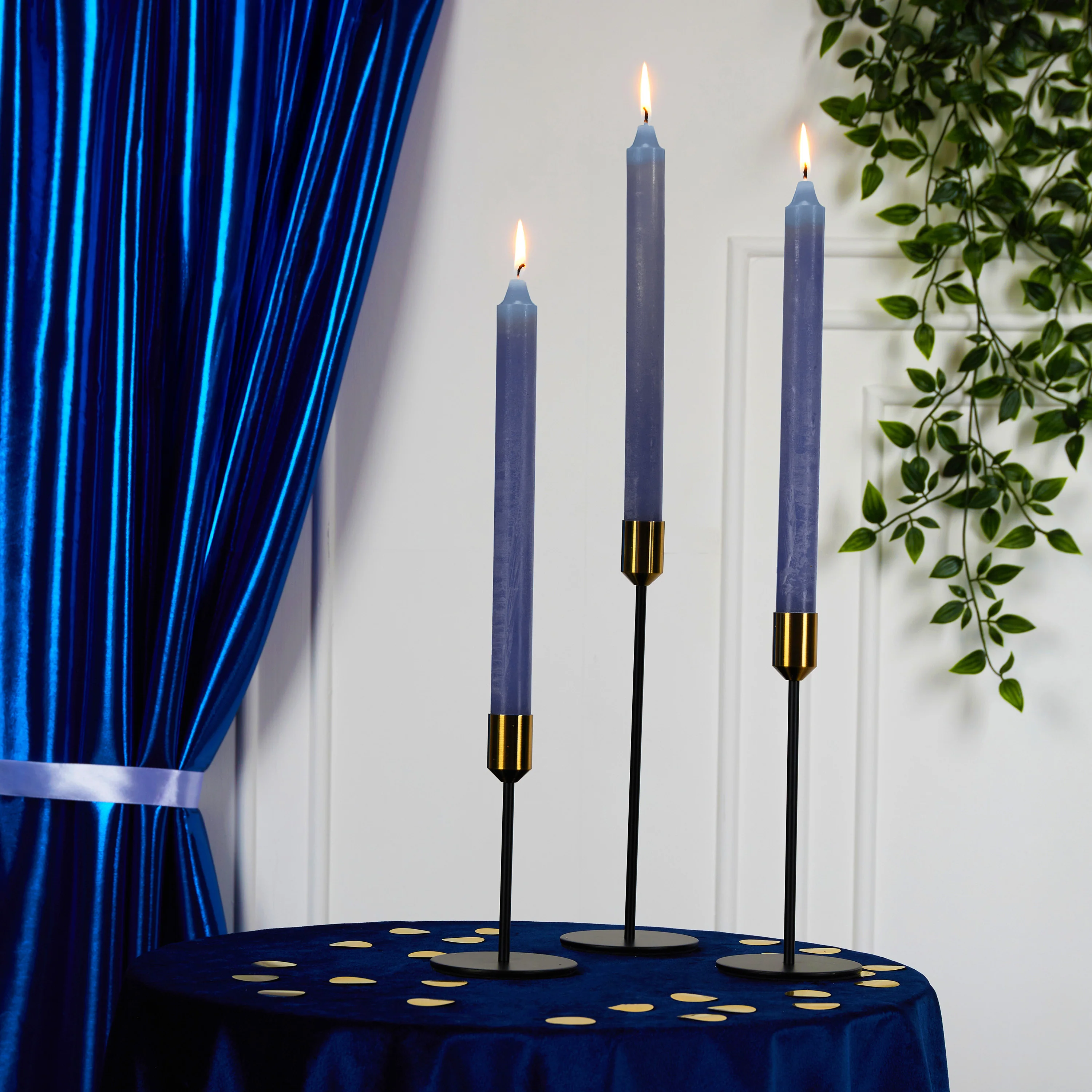 DECO EXPRESS Tapered Candle Set of 15 Dripless Metallic Unscented 9H Burn Time - Image 35