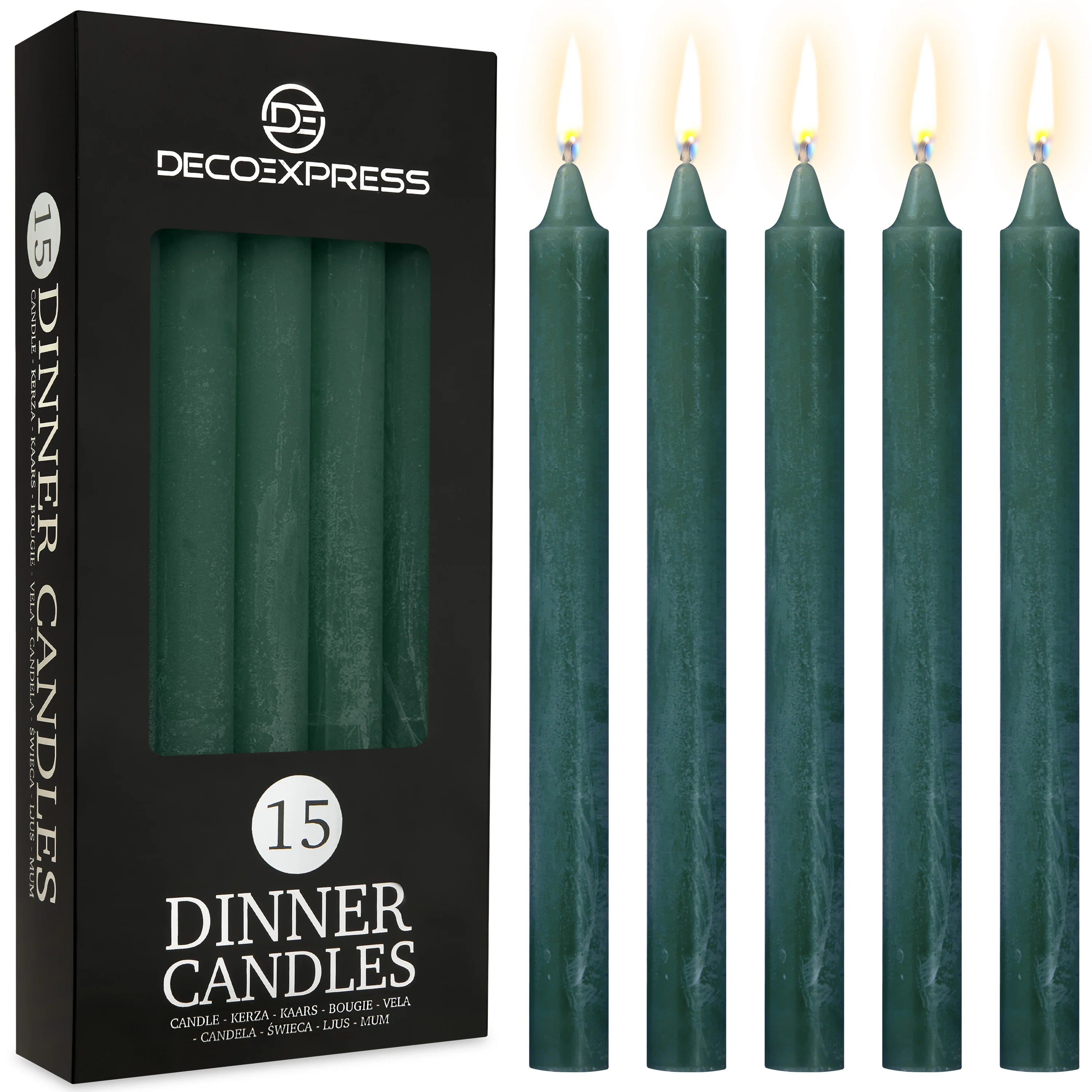 DECO EXPRESS Tapered Candle Set of 15 Dripless Metallic Unscented 9H Burn Time - Image 43