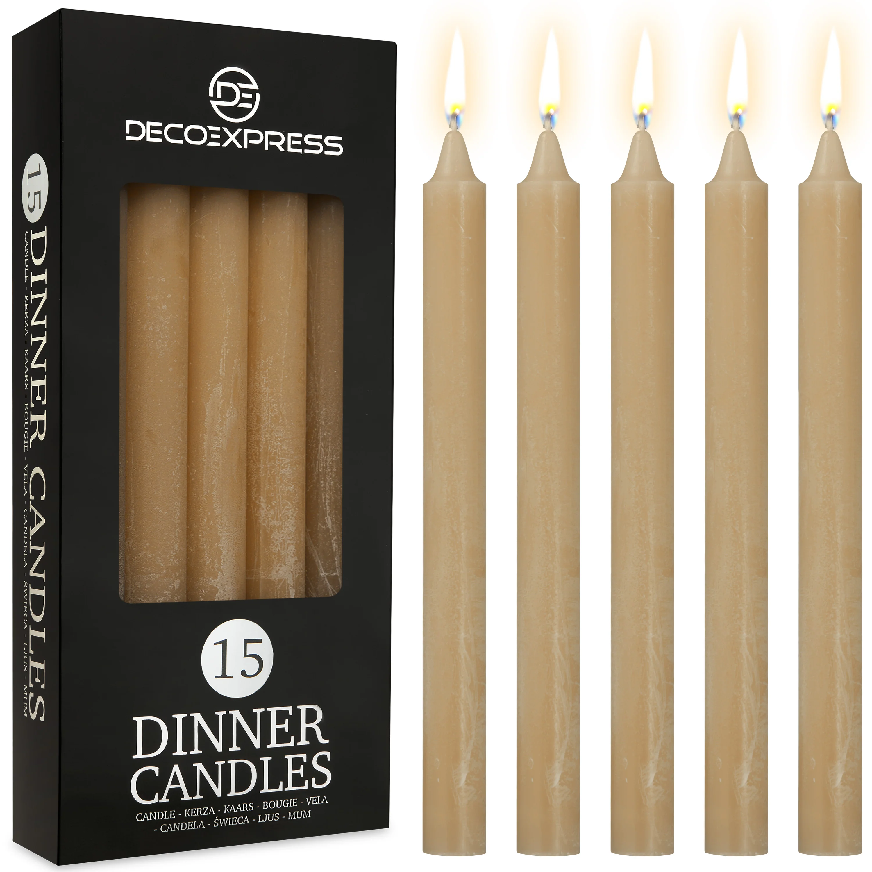 DECO EXPRESS Tapered Candle Set of 15 Dripless Metallic Unscented 9H Burn Time - Image 55