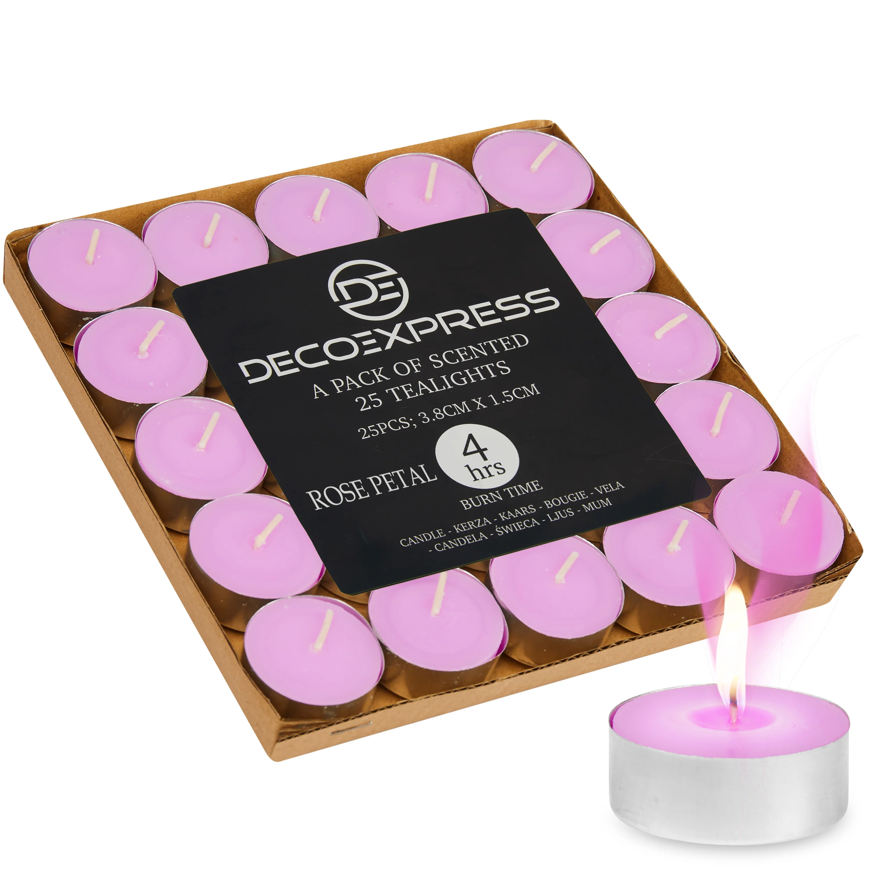 DECO EXPRESS Tealight Candles Multipack of 200, 100, 50, 25 or 24, Burning Time 4, 8 or 10 Hours - Tea Lights Candles - Image 19