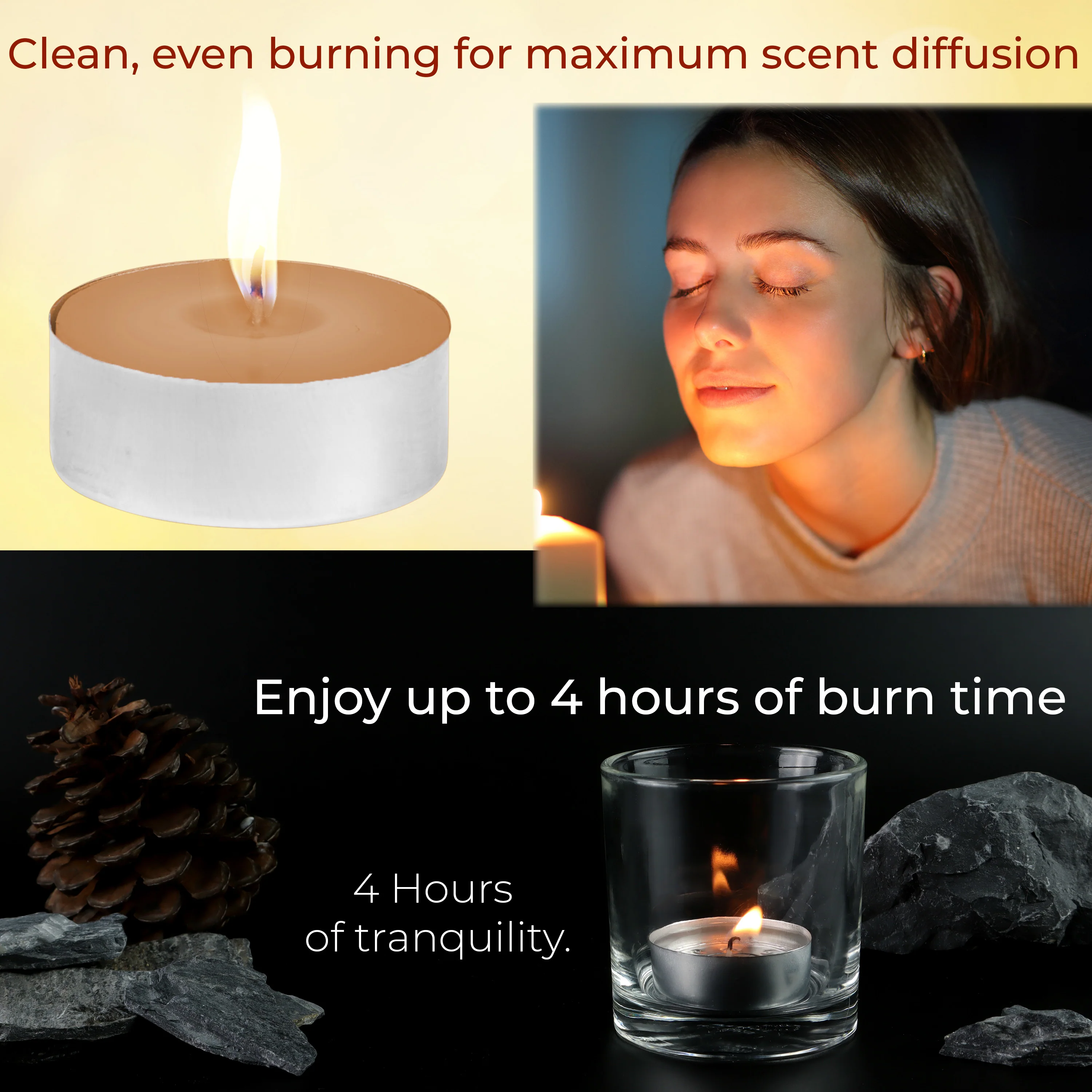 DECO EXPRESS Tealight Candles Multipack of 200, 100, 50, 25 or 24, Burning Time 4, 8 or 10 Hours - Tea Lights Candles - Image 52