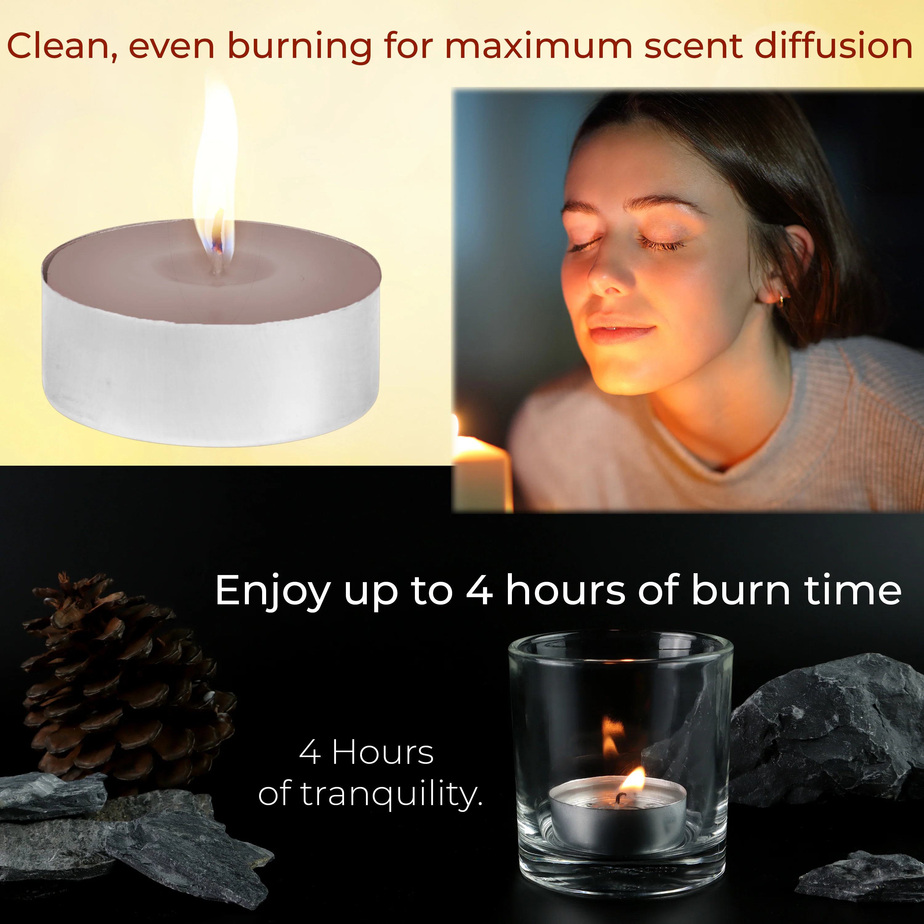 DECO EXPRESS Tealight Candles Multipack of 200, 100, 50, 25 or 24, Burning Time 4, 8 or 10 Hours - Tea Lights Candles - Image 58