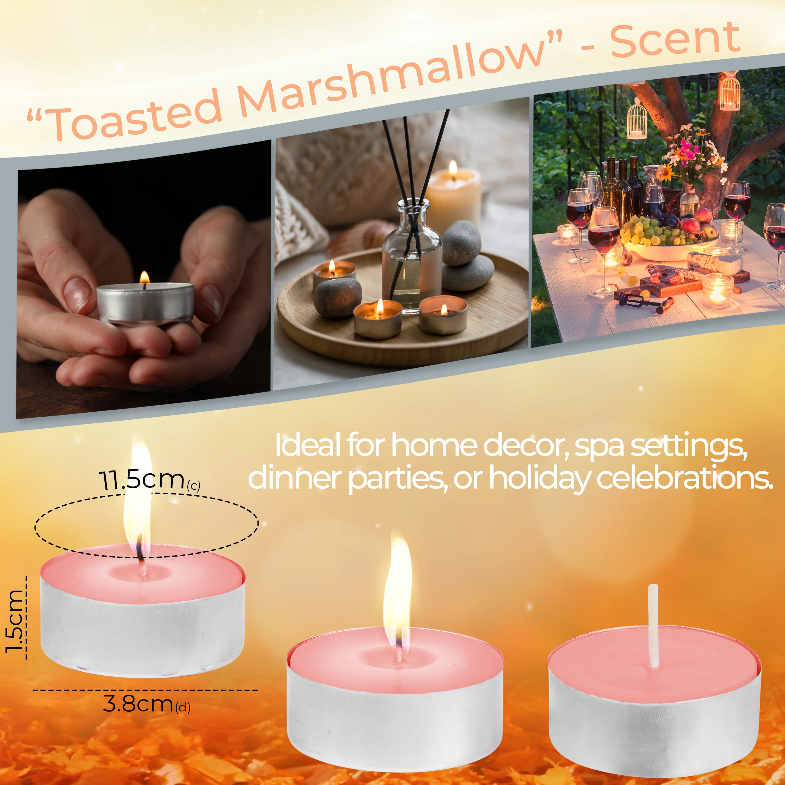DECO EXPRESS Tealight Candles Multipack of 200, 100, 50, 25 or 24, Burning Time 4, 8 or 10 Hours - Tea Lights Candles - Image 9