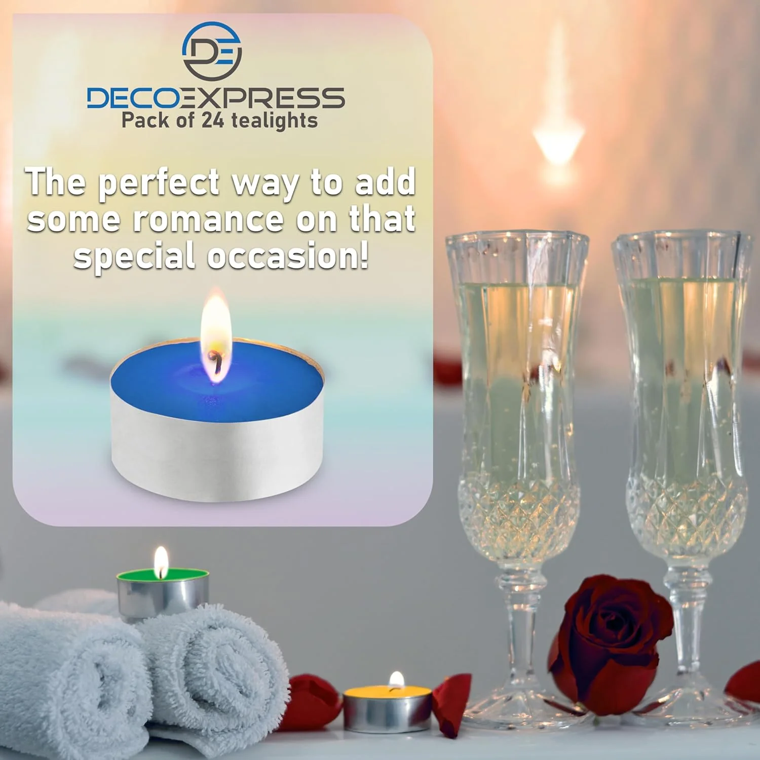 DECO EXPRESS Tealight Candles Multipack of 24, Burning Time 4 Hours - Tea Lights Candles (Multi 24/4 Hour - Image 3