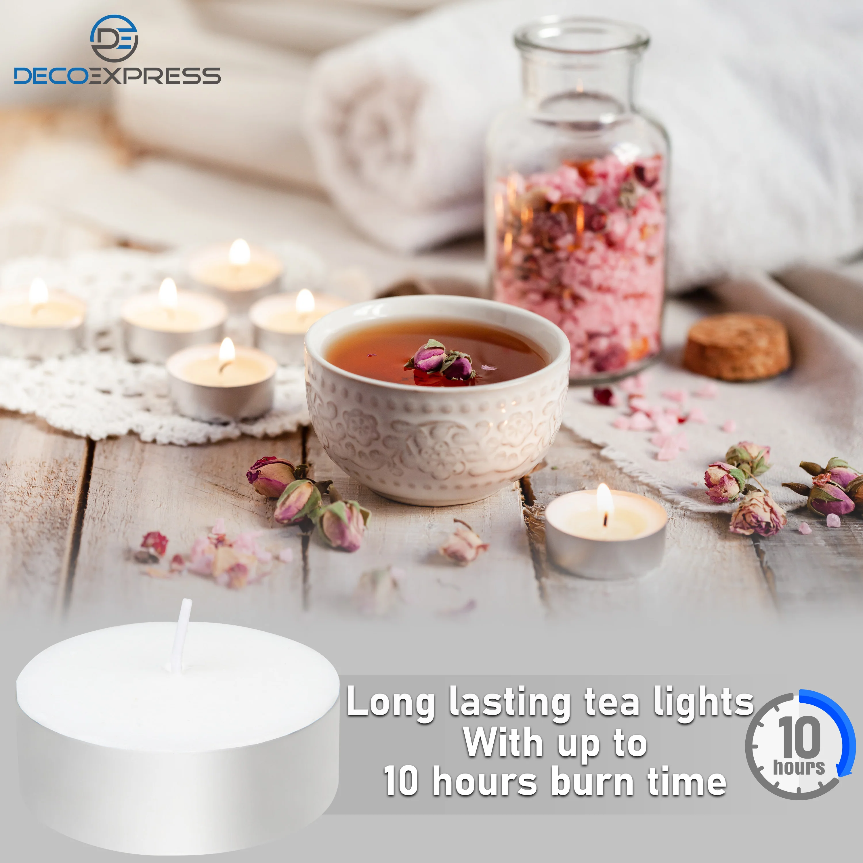 Deco Express Tealight Candles Multipack - White 24/10 Hour - Image 2