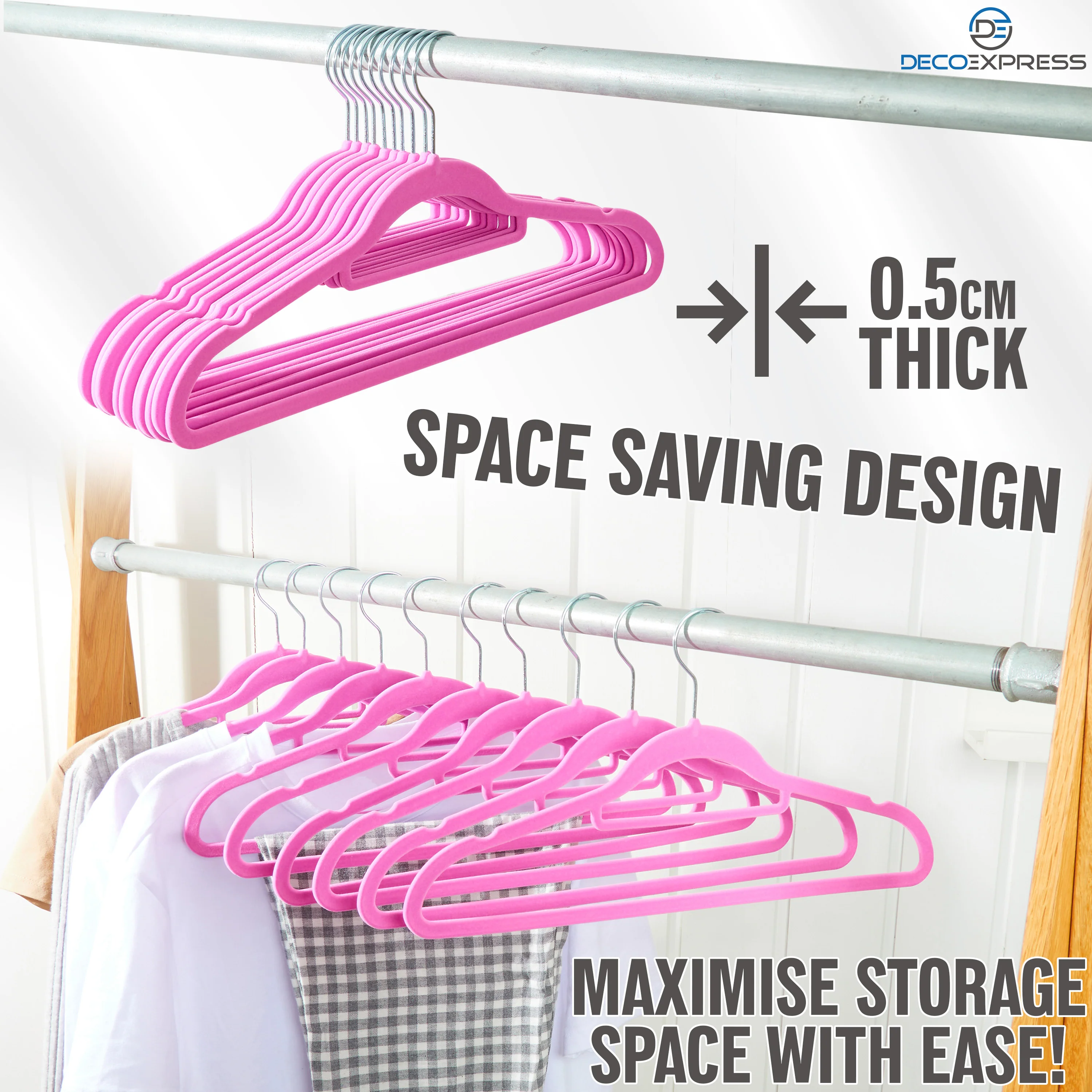 Deco Express Velvet Hangers, Space Saving Non Slip Coat Hangers for Clothes - 20 Pack - Image 11