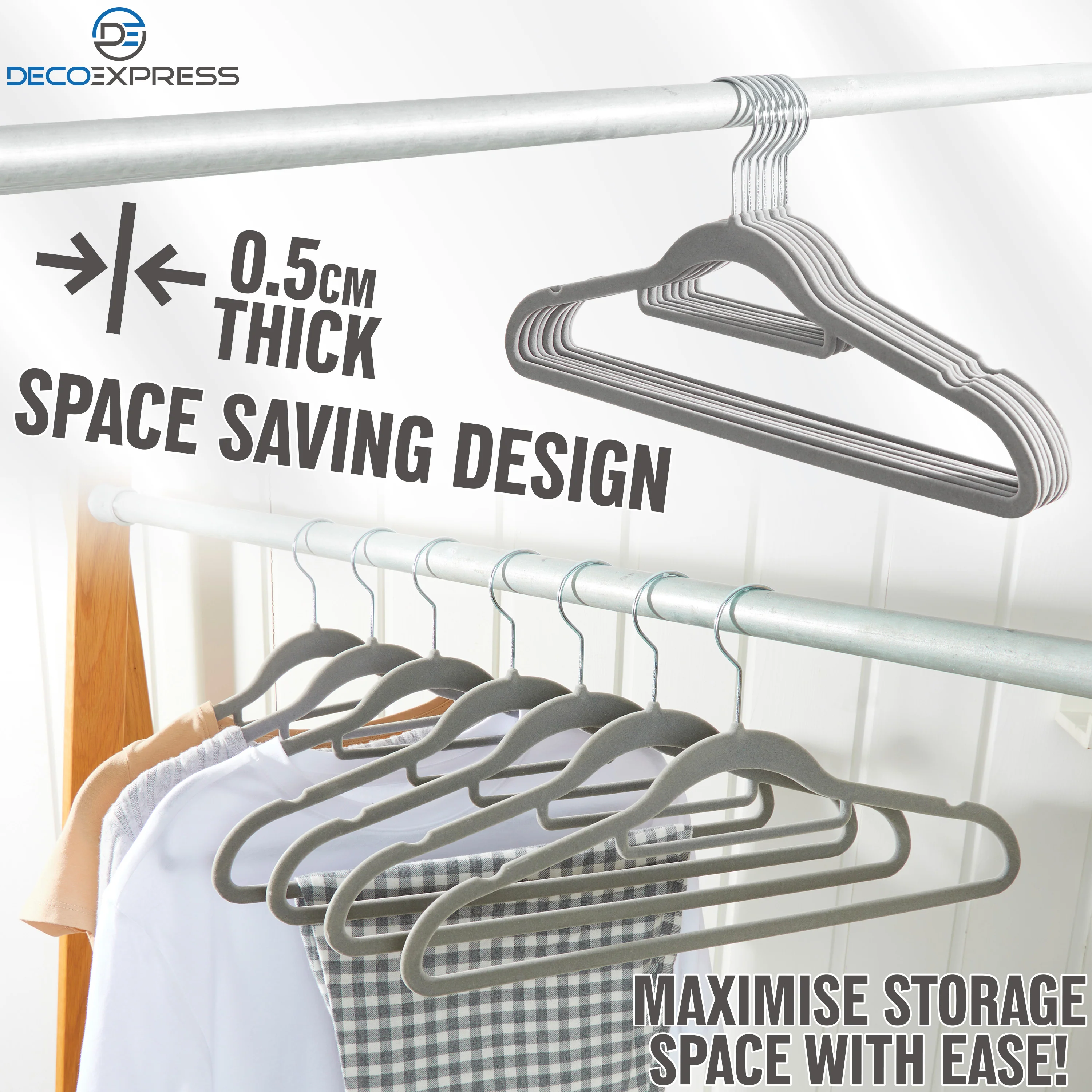 Deco Express Velvet Hangers, Space Saving Non Slip Coat Hangers for Clothes - 20 Pack - Image 5