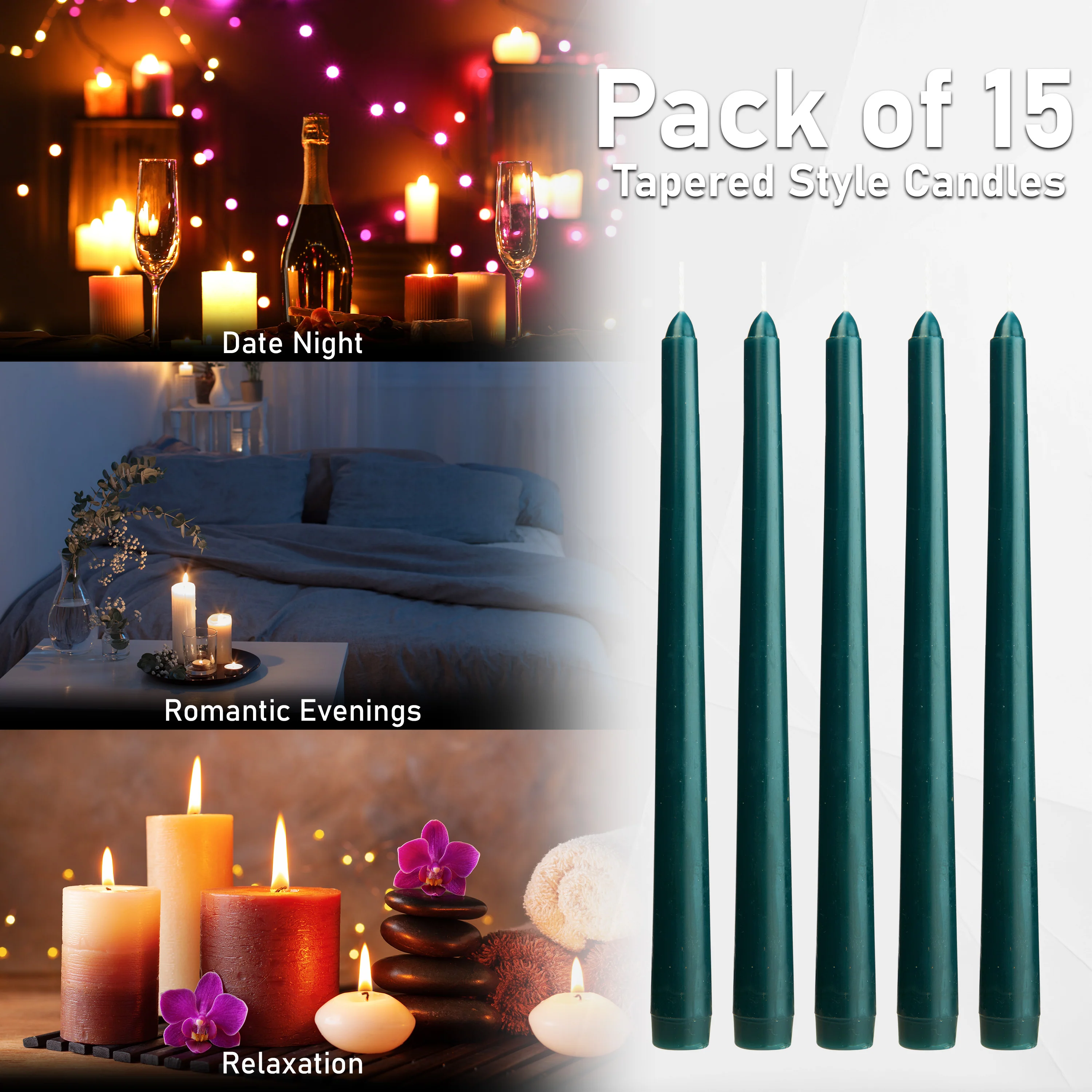 Dinner Candles - Tapered Candles Multipack   - Set of 15 - Image 13